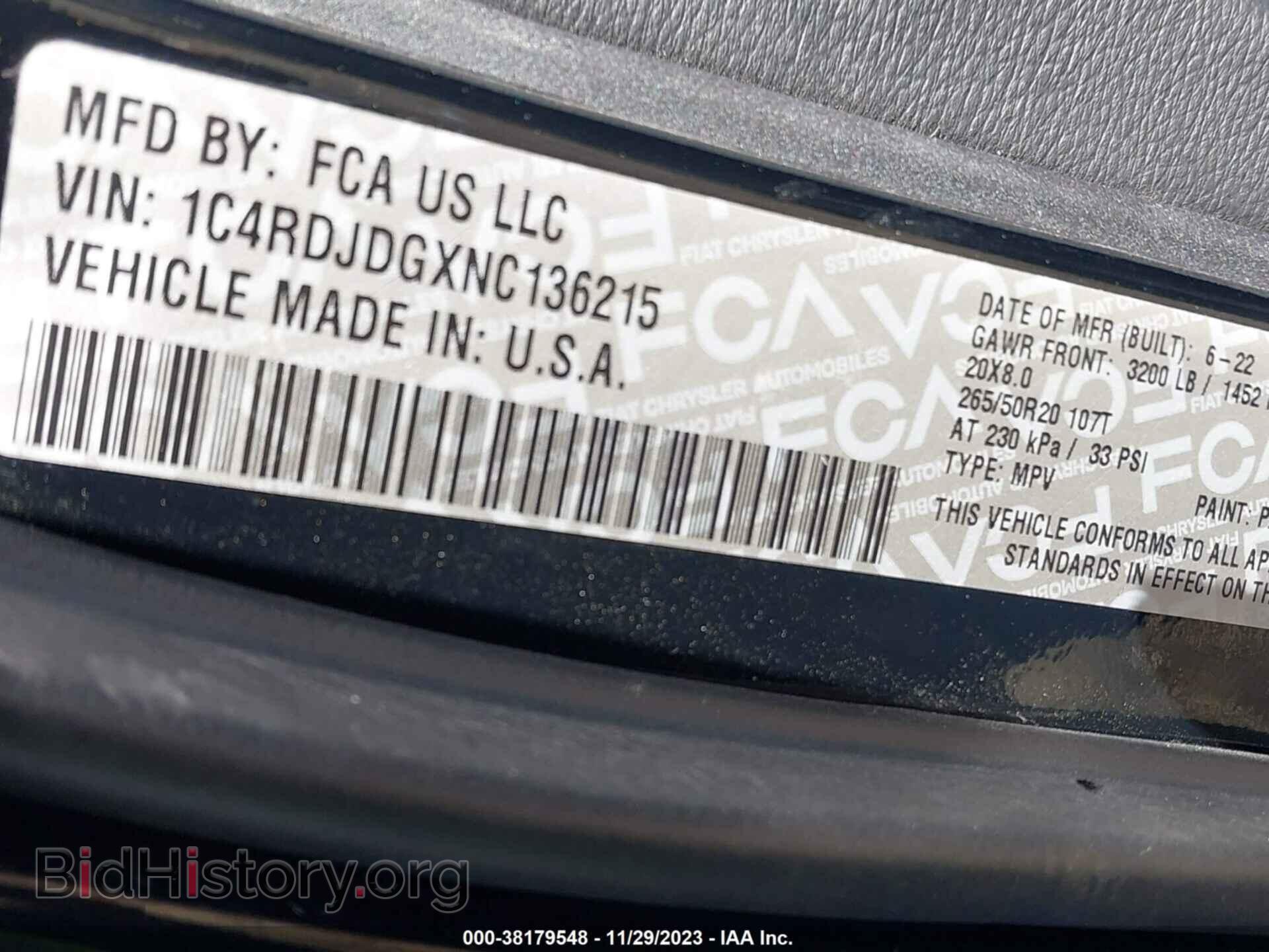 2022 DODGE DURANGO - VIN: 1C4RDJDGXNC136215 - Фото 9
