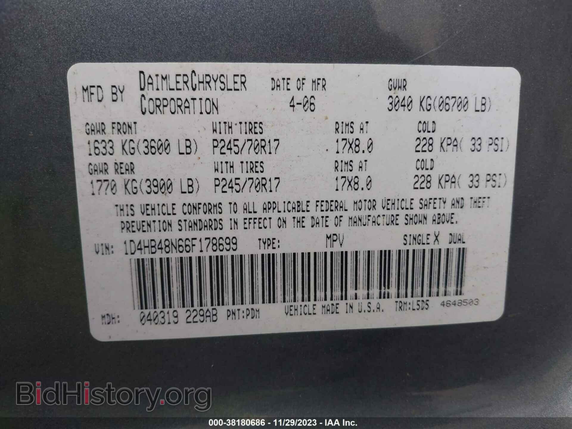 2006 DODGE DURANGO - VIN: 1D4HB48N66F178699 - Фото 9