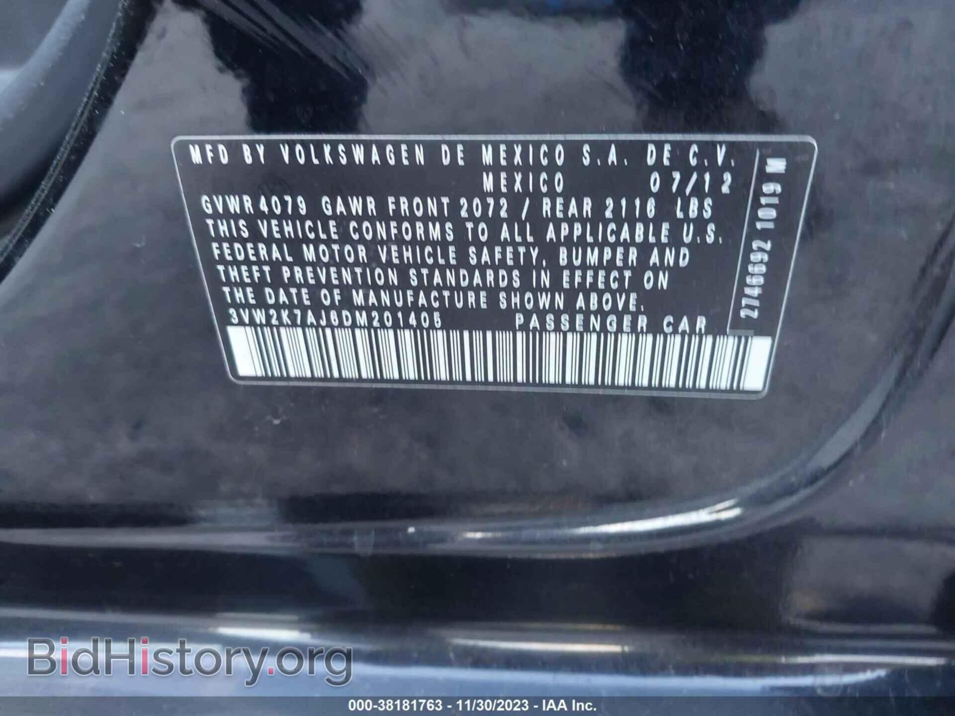 2013 VOLKSWAGEN JETTA - VIN: 3VW2K7AJ6DM201405 - Фото 9