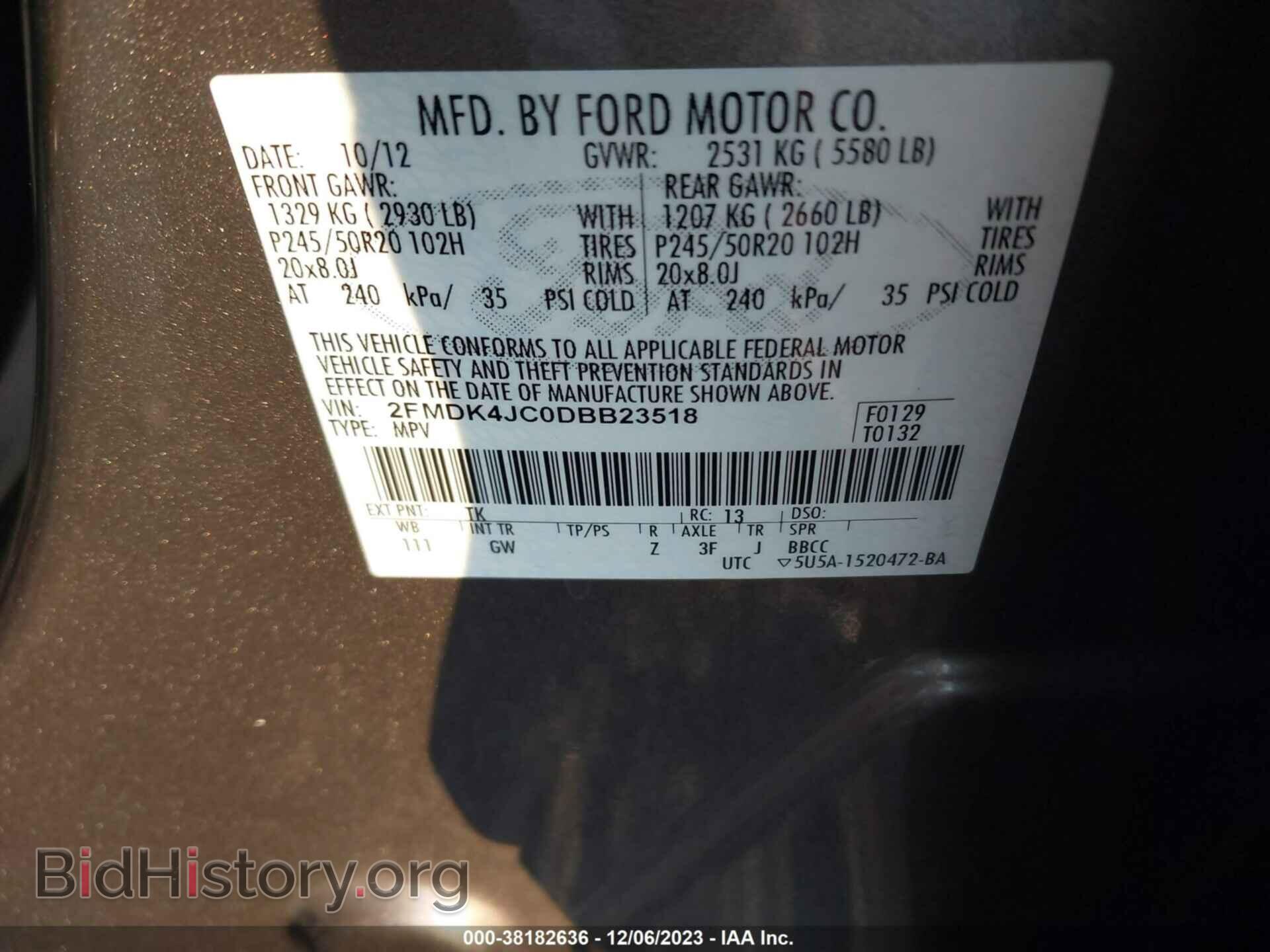 2013 FORD EDGE - VIN: 2FMDK4JC0DBB23518 - Фото 9
