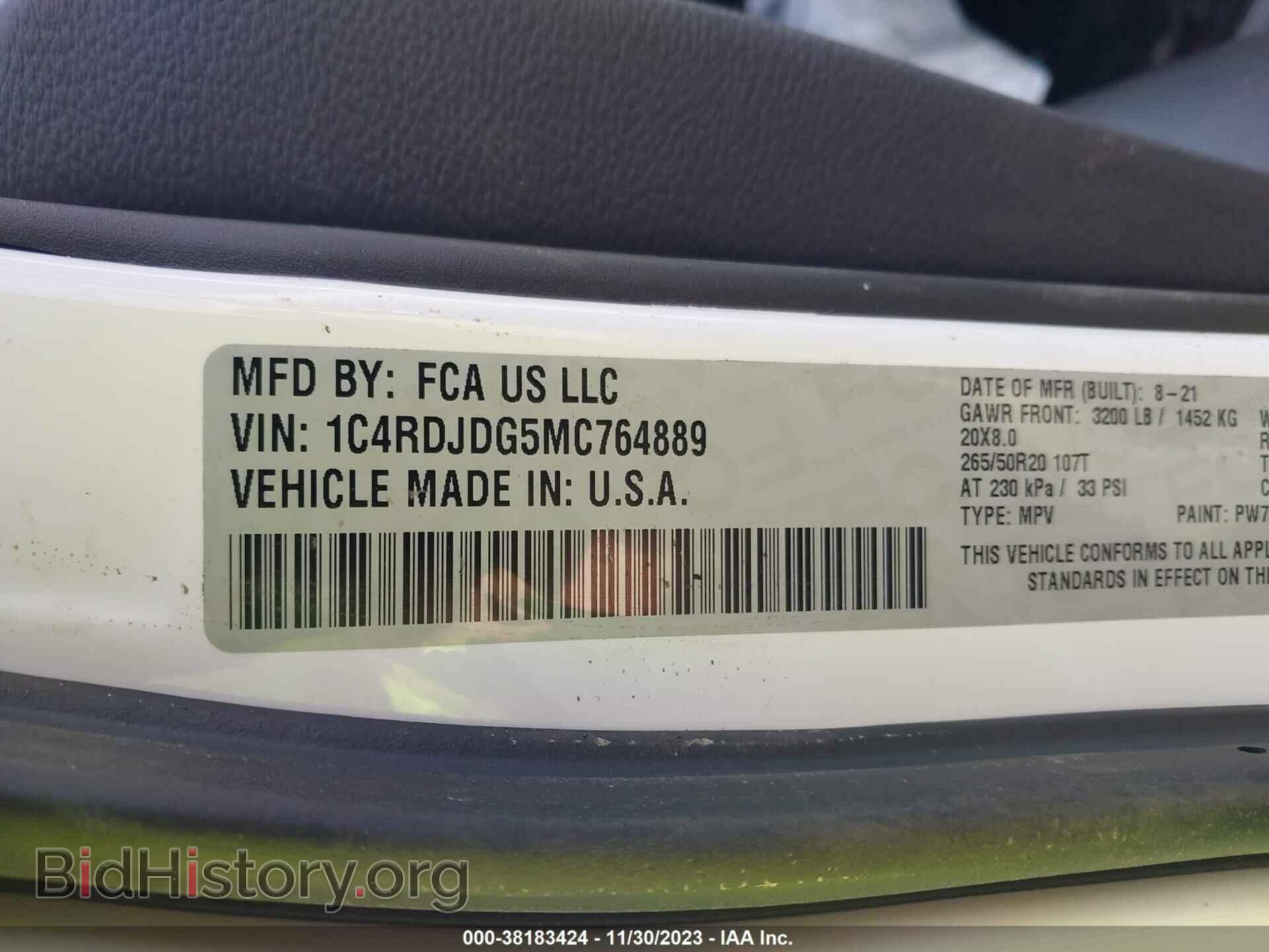 2021 DODGE DURANGO - VIN: 1C4RDJDG5MC764889 - Фото 9