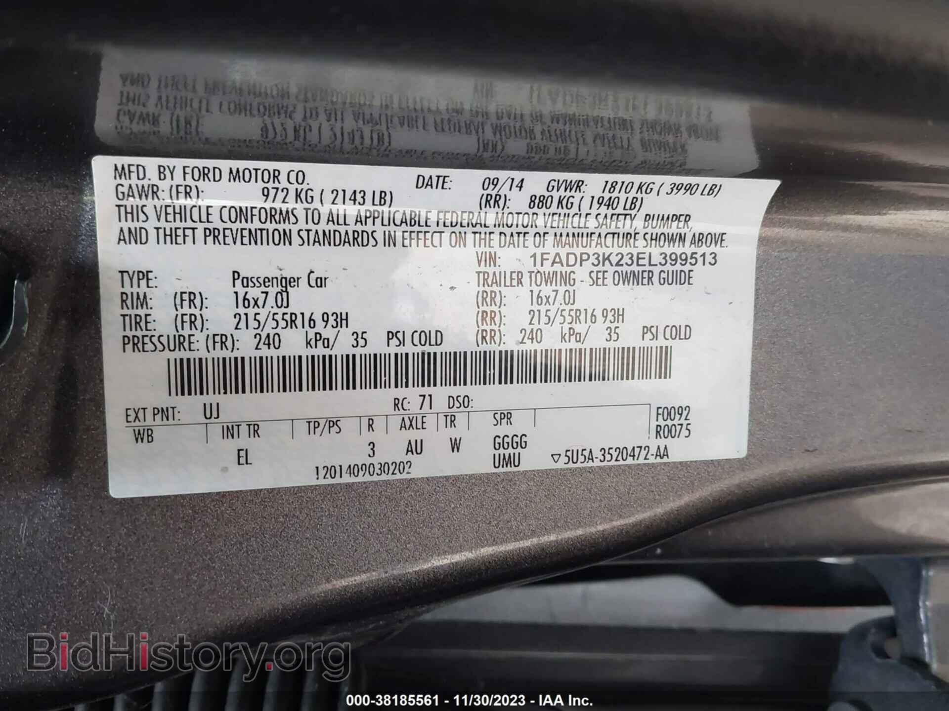 2014 FORD FOCUS - VIN: 1FADP3K23EL399513 - Photo 9