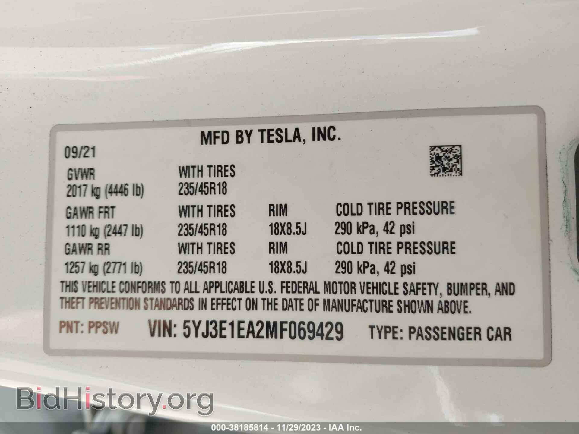 2021 TESLA MODEL 3 - VIN: 5YJ3E1EA2MF069429 - Photo 9