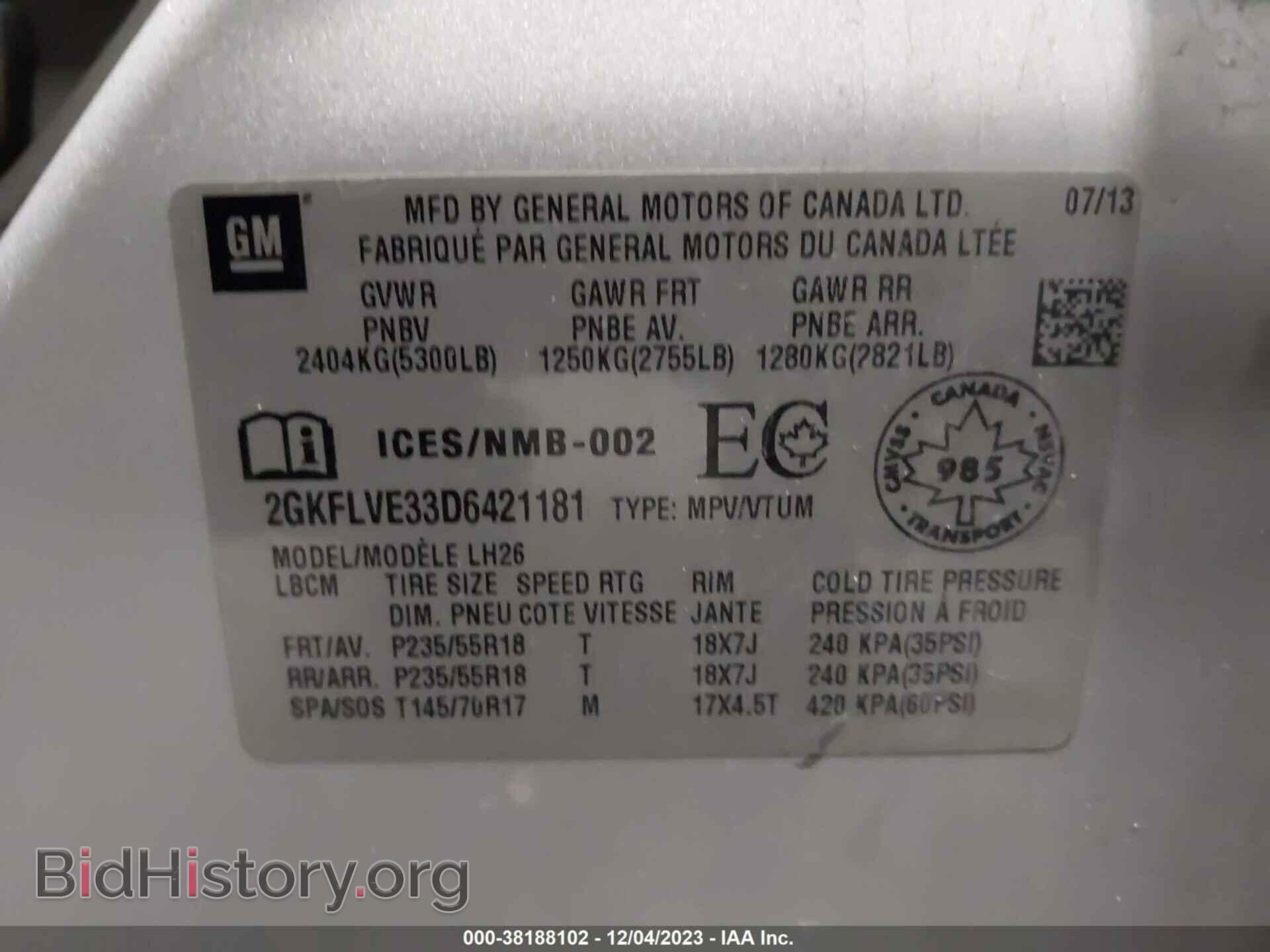 2013 GMC TERRAIN - VIN: 2GKFLVE33D6421181 - Photo 9