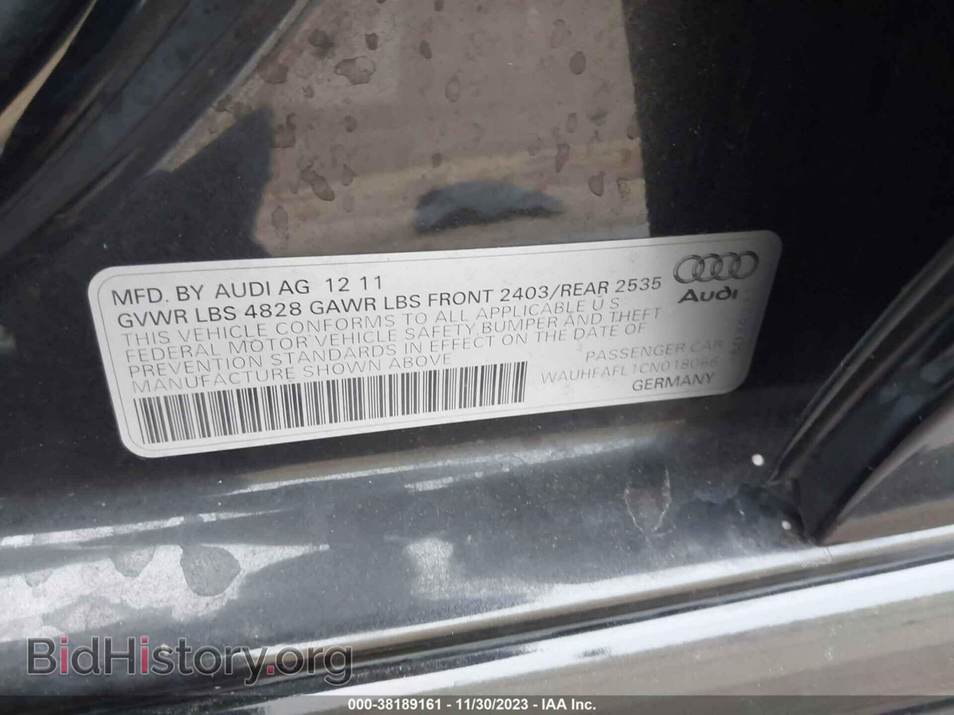 2012 AUDI A4 - VIN: WAUHFAFL1CN018066 - Фото 9