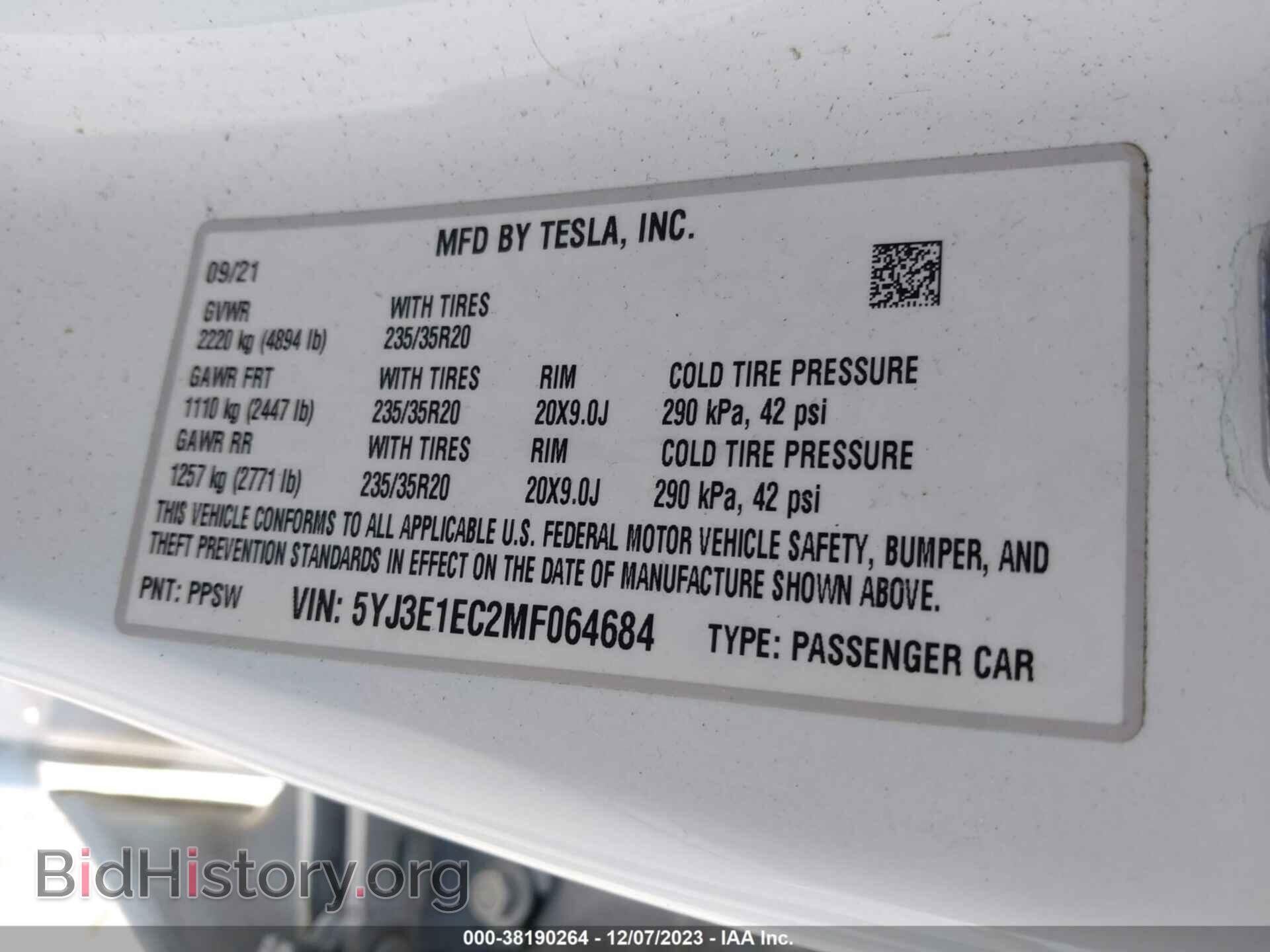 2021 TESLA MODEL 3 - VIN: 5YJ3E1EC2MF064684 - Фото 9