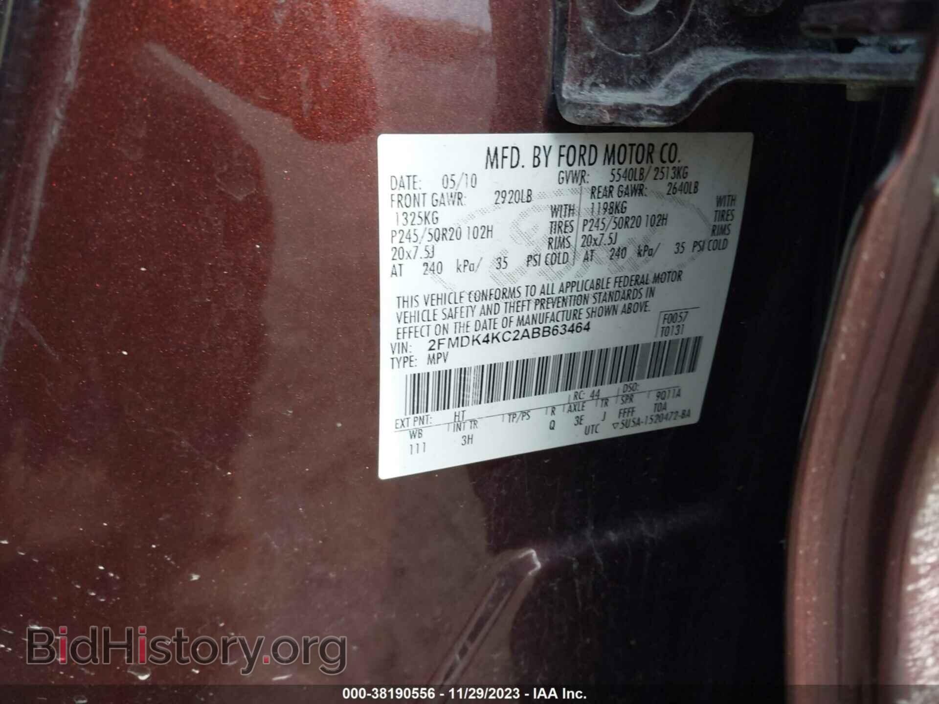 2010 FORD EDGE - VIN: 2FMDK4KC2ABB63464 - Фото 9