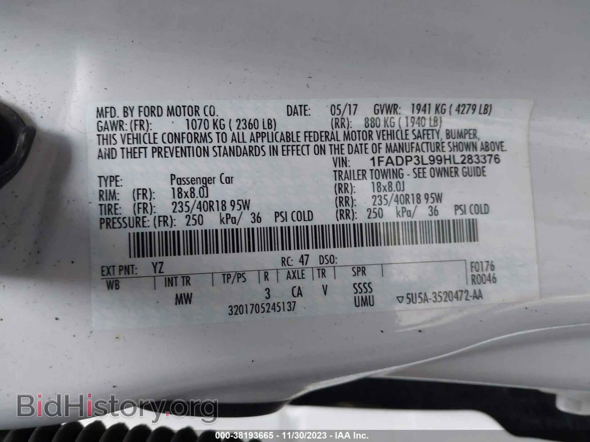 2017 FORD FOCUS ST - VIN: 1FADP3L99HL283376 - Фото 9