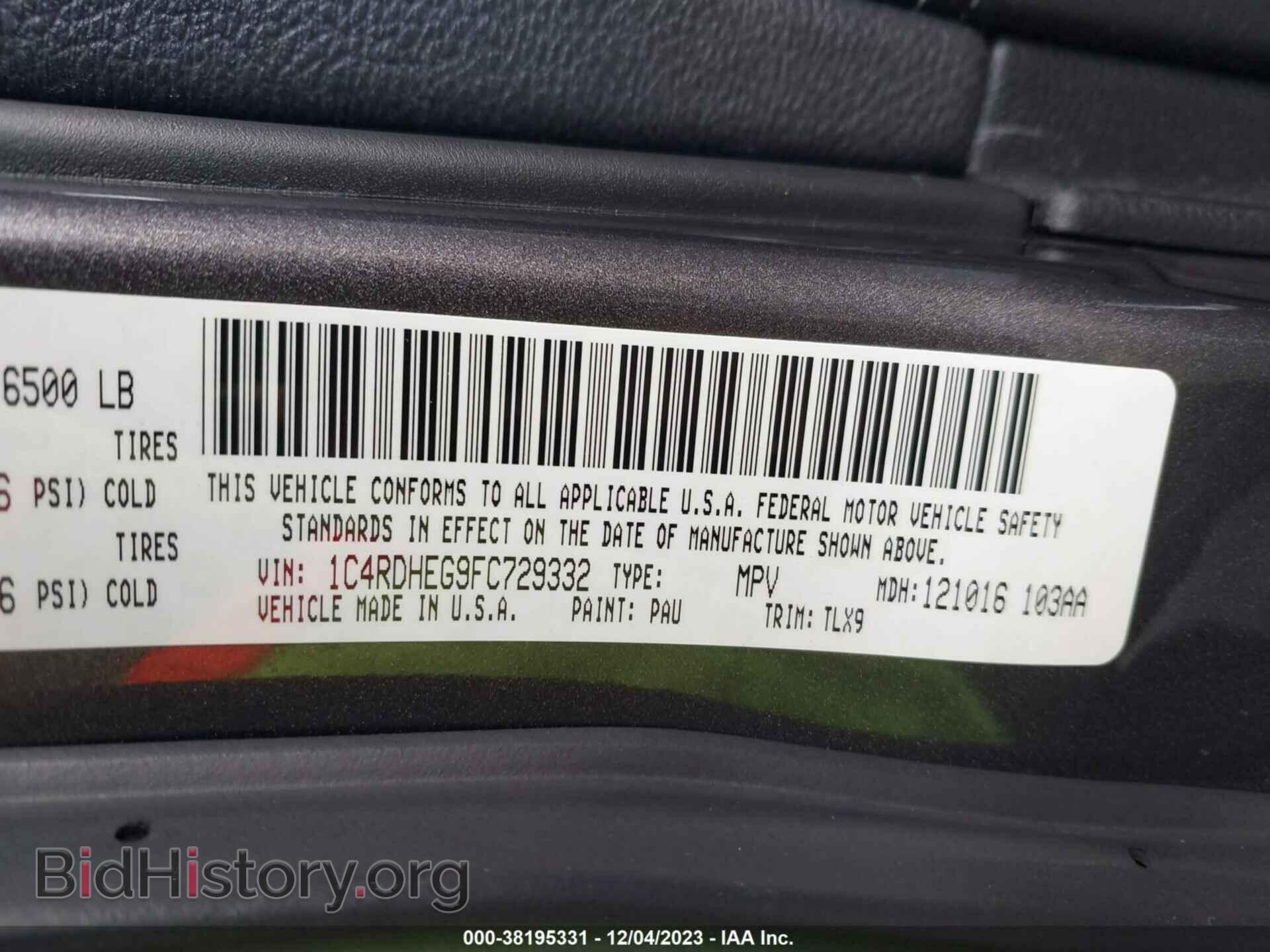 2015 DODGE DURANGO - VIN: 1C4RDHEG9FC729332 - Photo 9