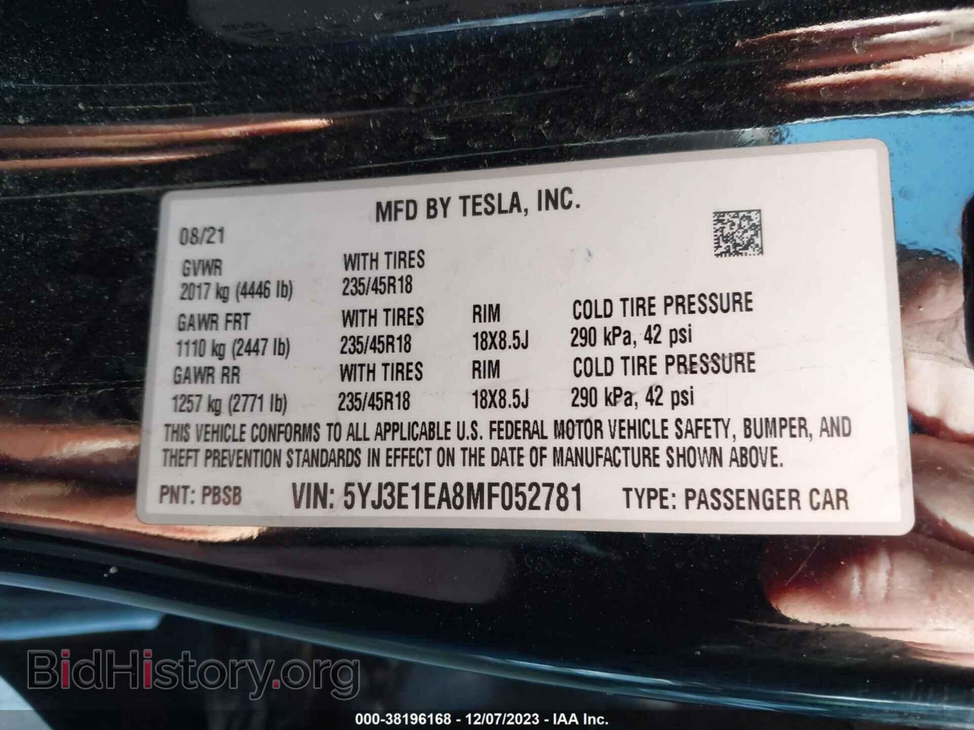 2021 TESLA MODEL 3 - VIN: 5YJ3E1EA8MF052781 - Photo 9