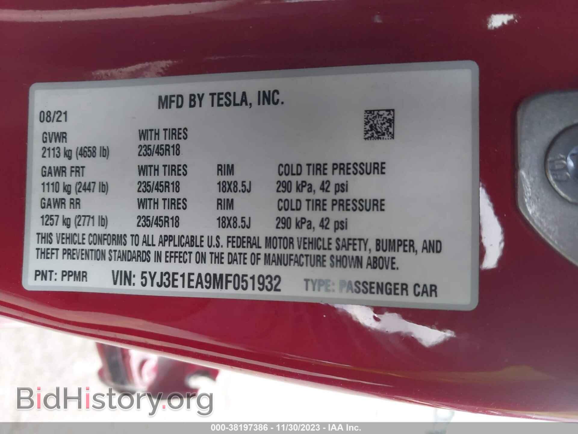 2021 TESLA MODEL 3 - VIN: 5YJ3E1EA9MF051932 - Photo 9