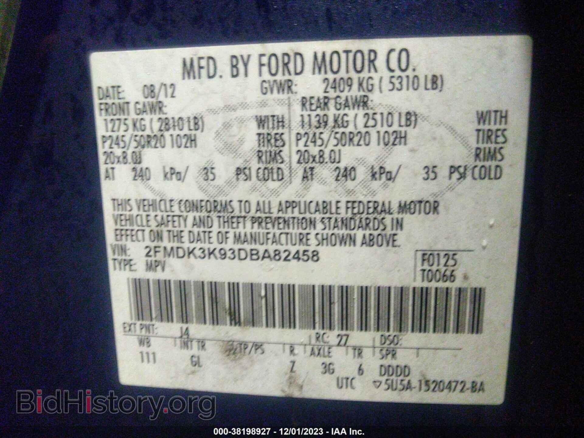 2013 FORD EDGE - VIN: 2FMDK3K93DBA82458 - Photo 9