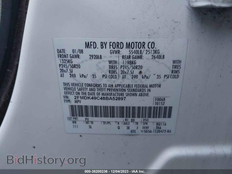 2008 Ford EDGE (VIN 2FMDK49C48BA52897) — photo 9 of 11
