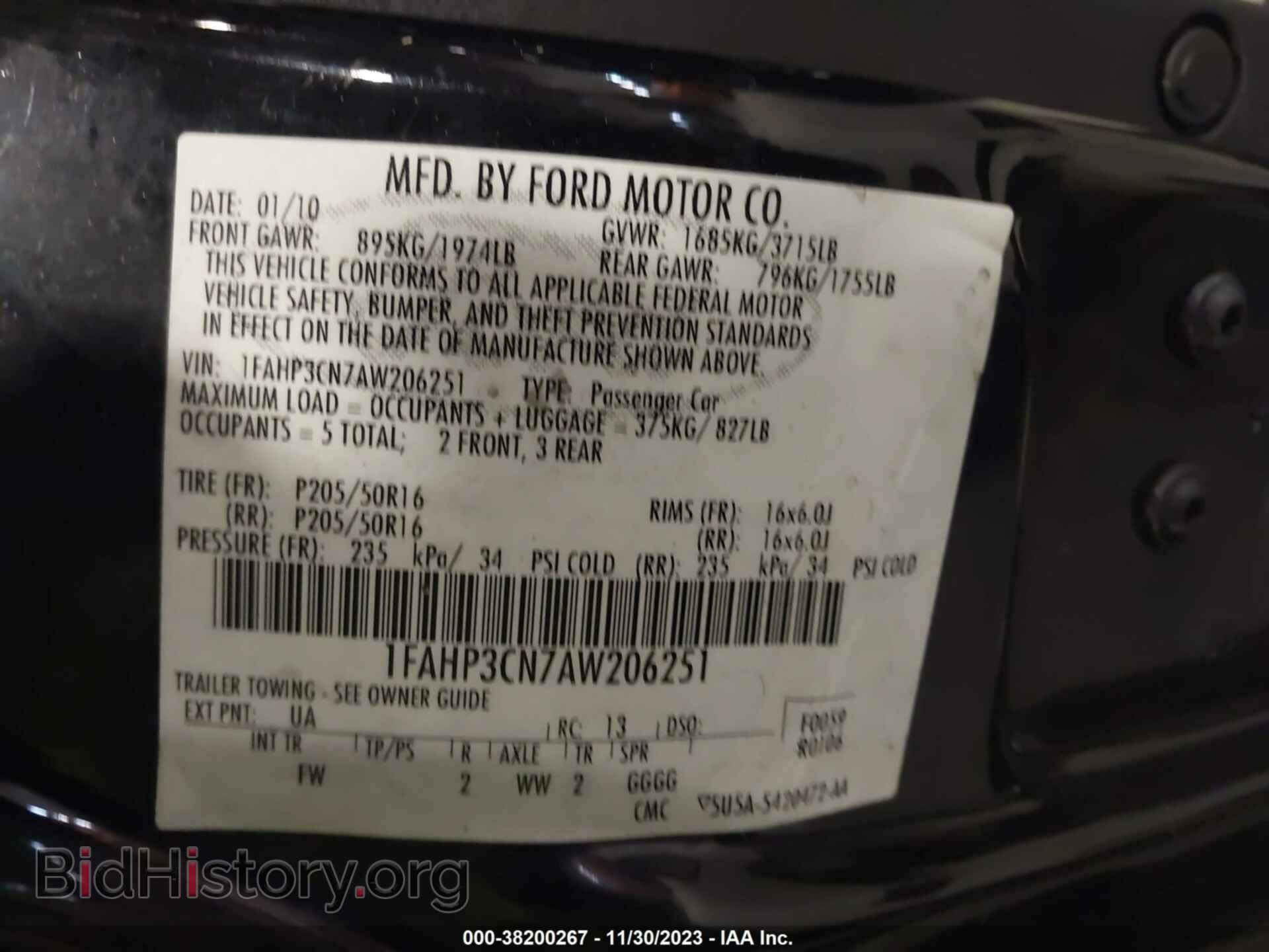 2010 FORD FOCUS - VIN: 1FAHP3CN7AW206251 - Фото 9