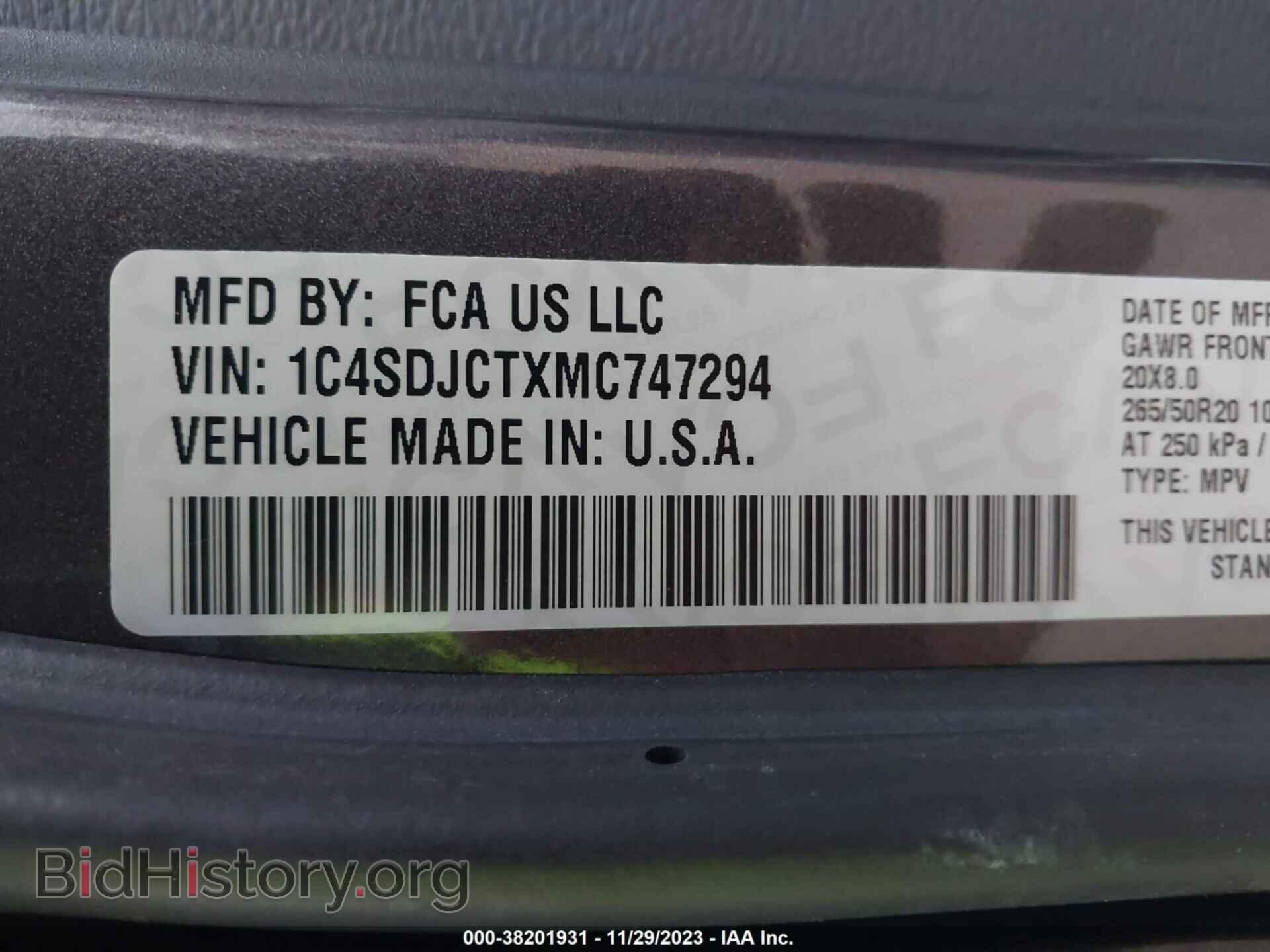 2021 DODGE DURANGO - VIN: 1C4SDJCTXMC747294 - Photo 9
