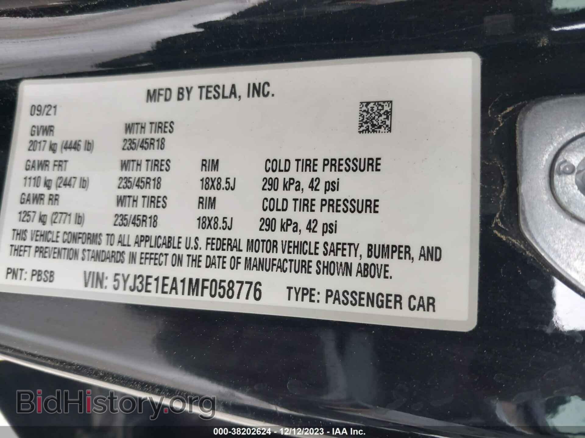 2021 TESLA MODEL 3 - VIN: 5YJ3E1EA1MF058776 - Photo 9
