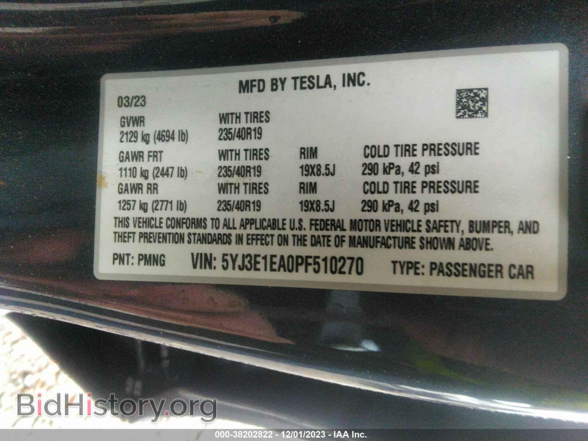 2023 TESLA MODEL 3 - VIN: 5YJ3E1EA0PF510270 - Фото 9