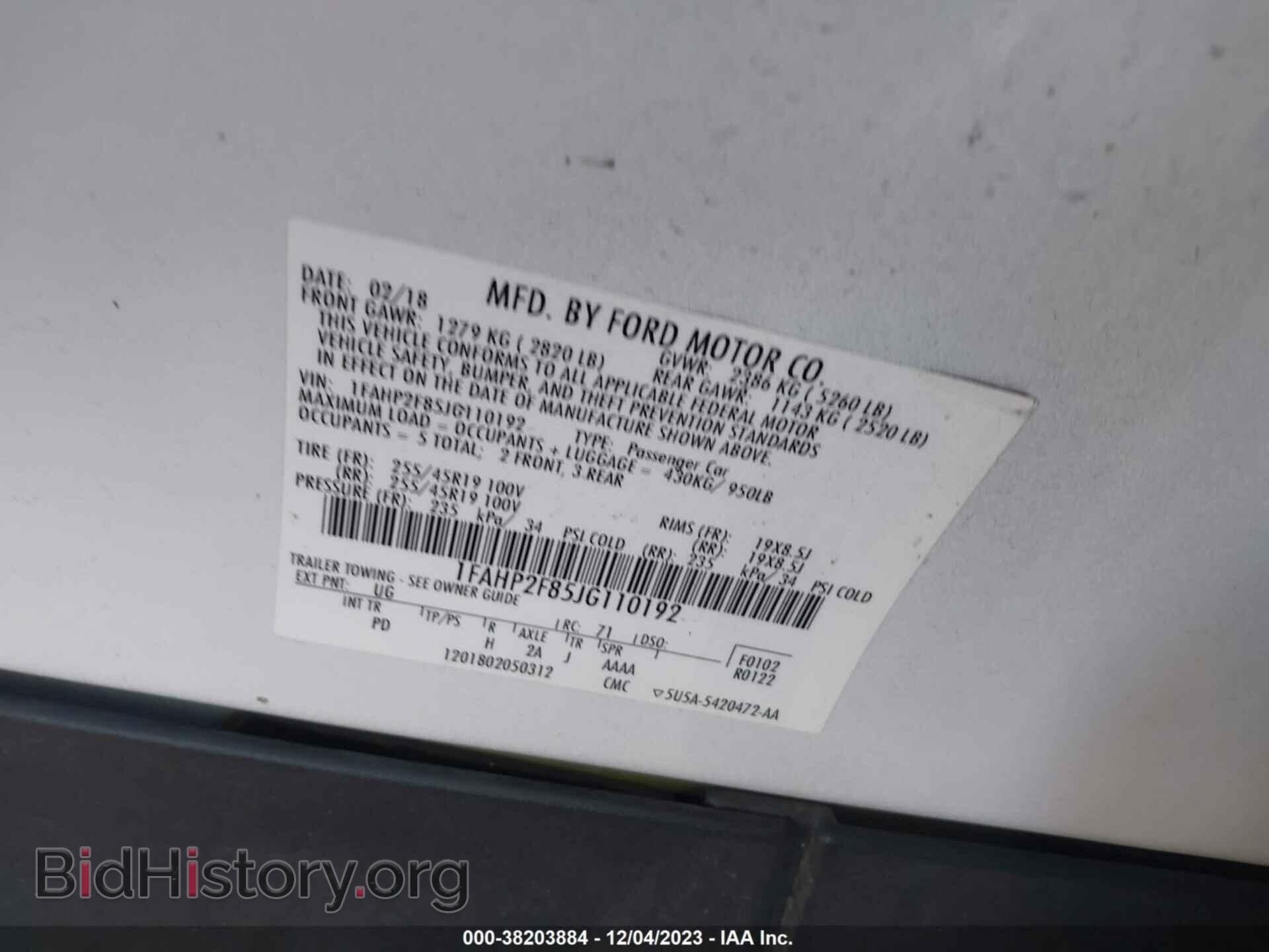 2018 FORD TAURUS - VIN: 1FAHP2F85JG110192 - Фото 9