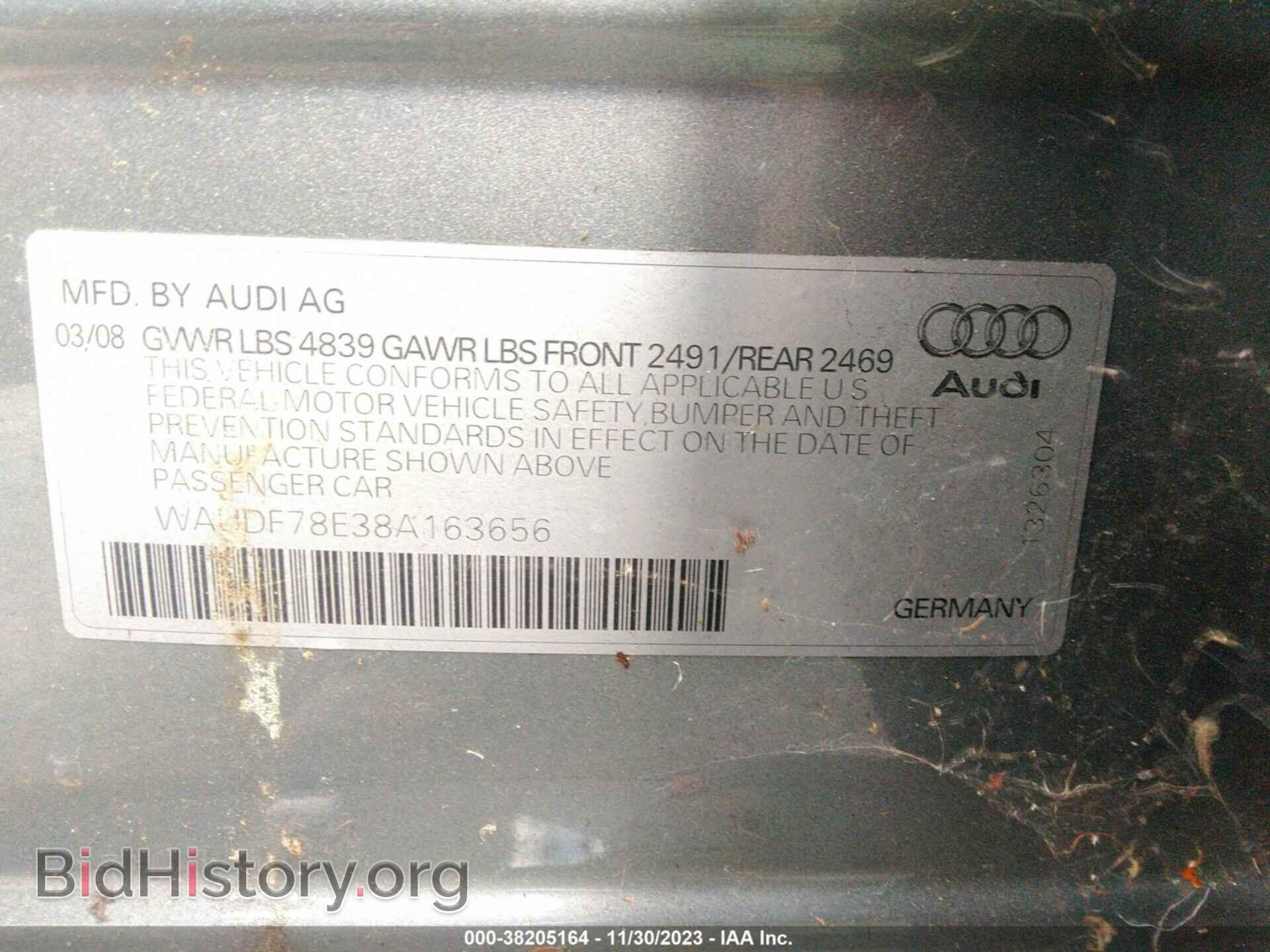 2008 AUDI A4 - VIN: WAUDF78E38A163656 - Фото 9