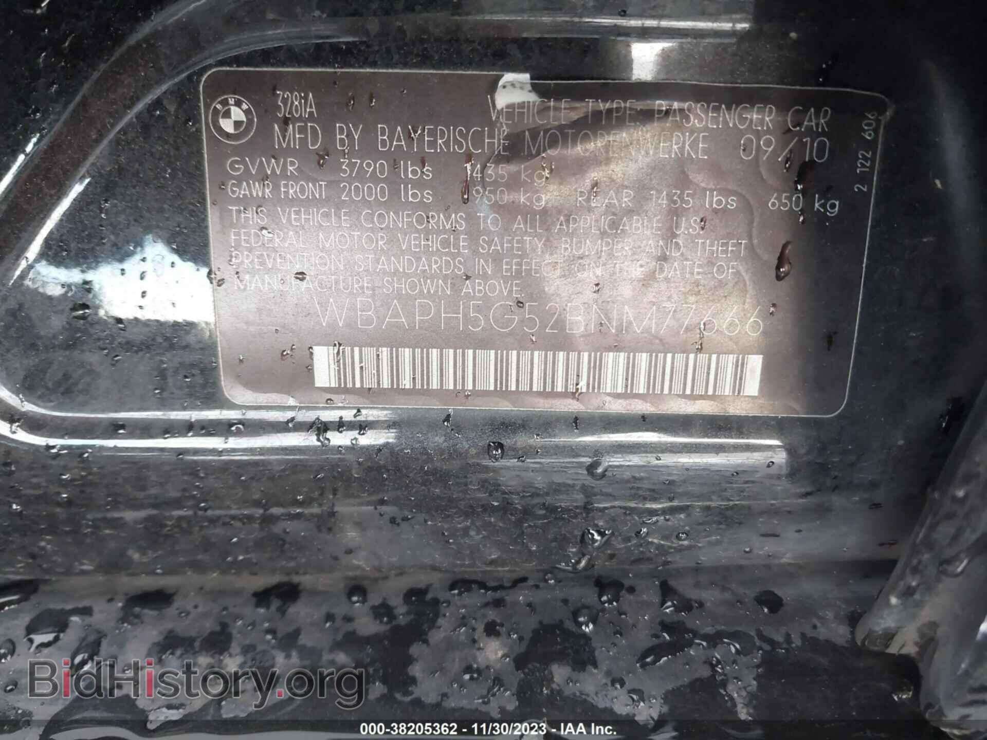 2011 BMW 328I - VIN: WBAPH5G52BNM77666 - Фото 9
