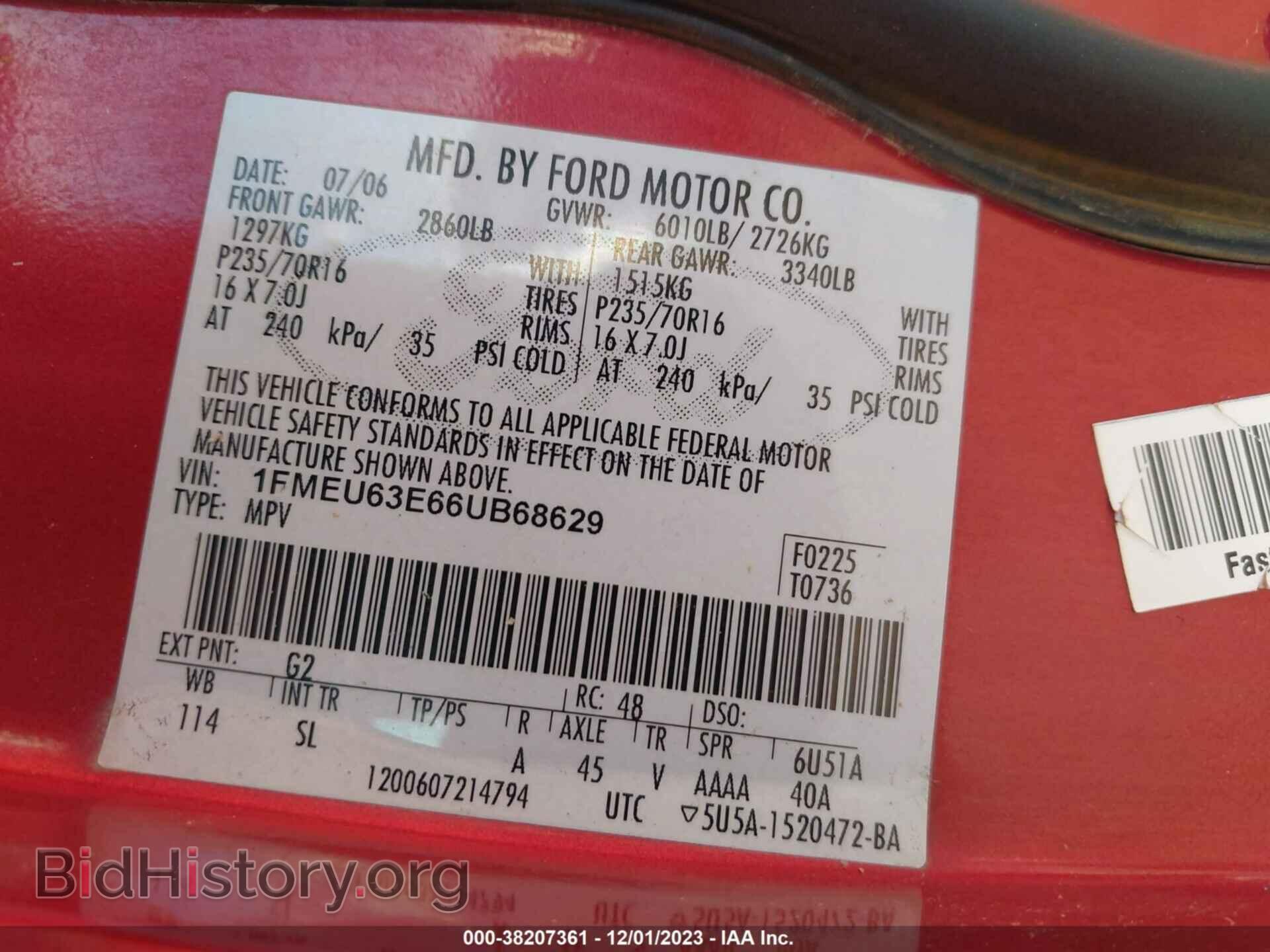 2006 FORD EXPLORER - VIN: 1FMEU63E66UB68629 - Photo 9