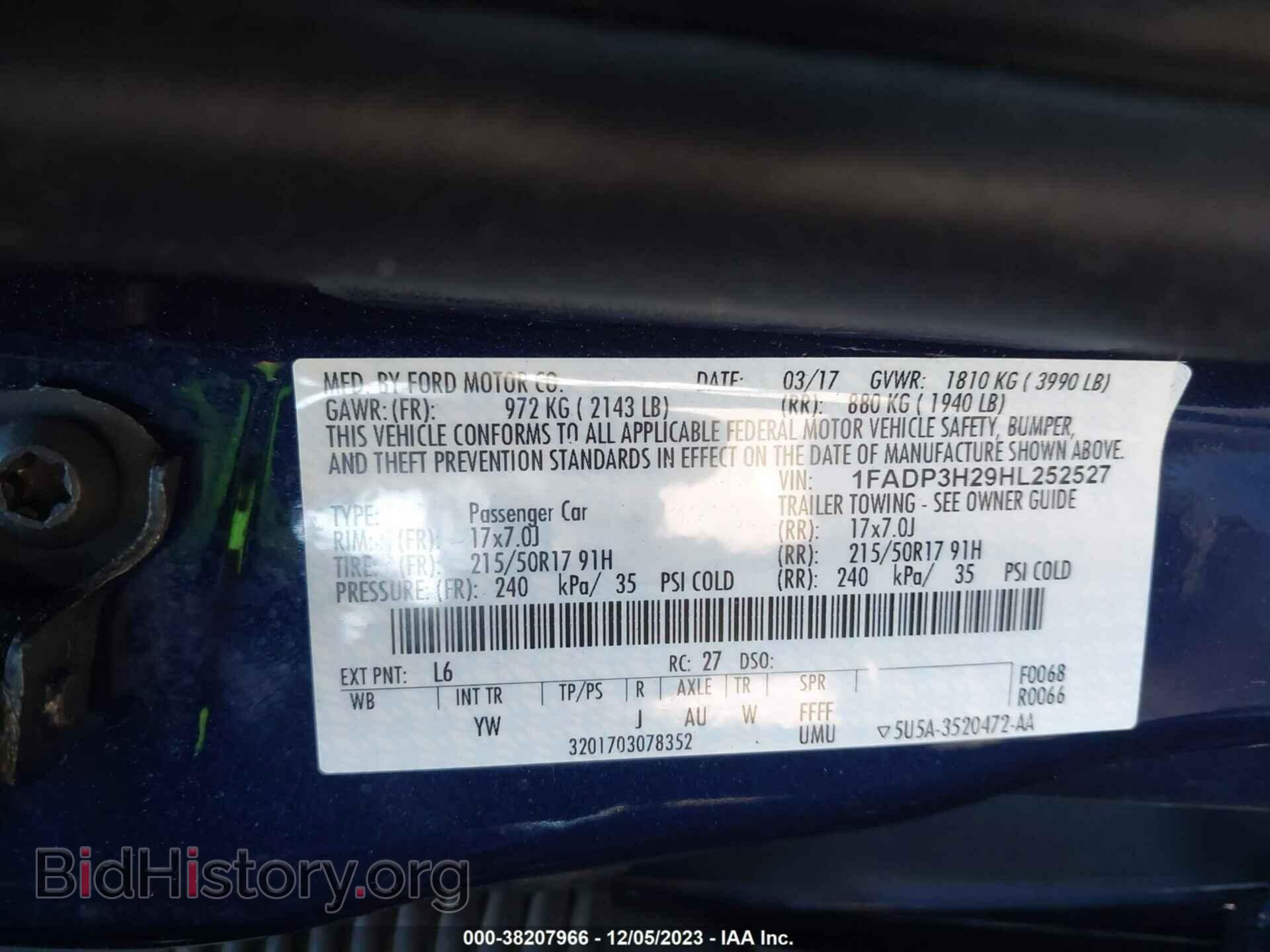 2017 FORD FOCUS - VIN: 1FADP3H29HL252527 - Фото 9