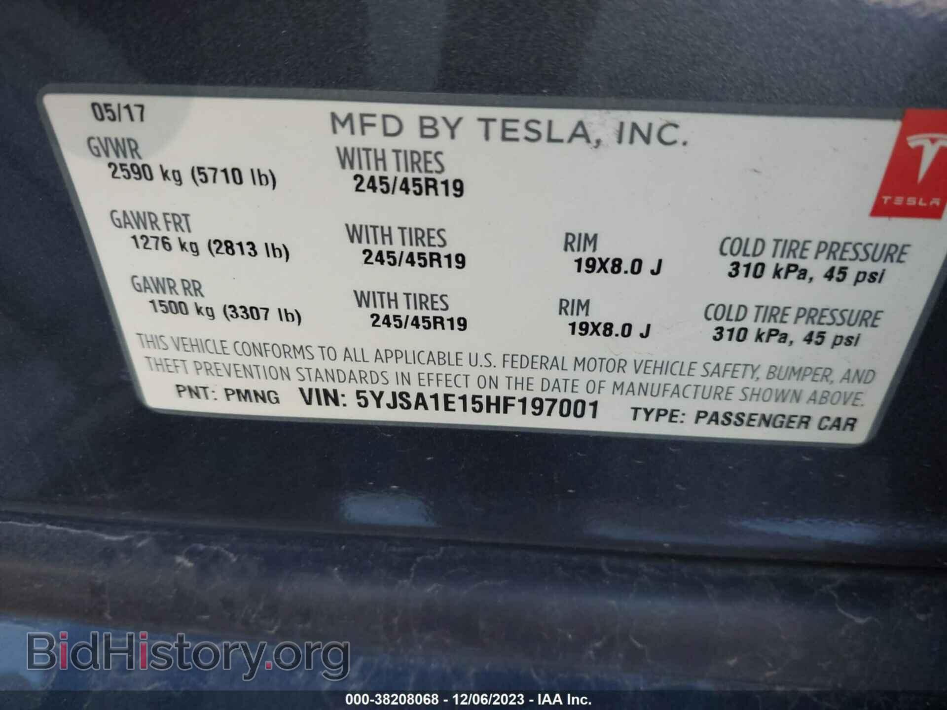 2017 TESLA MODEL S - VIN: 5YJSA1E15HF197001 - Photo 9