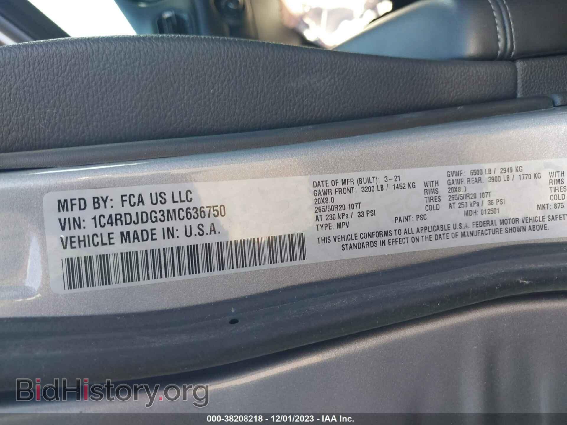 2021 DODGE DURANGO - VIN: 1C4RDJDG3MC636750 - Photo 9