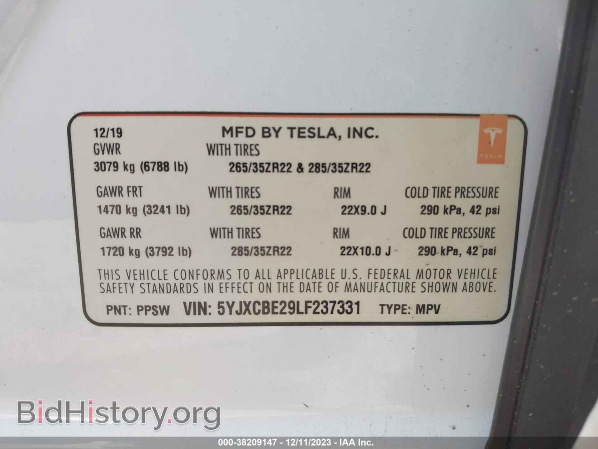 2020 TESLA MODEL X - VIN: 5YJXCBE29LF237331 - Photo 9