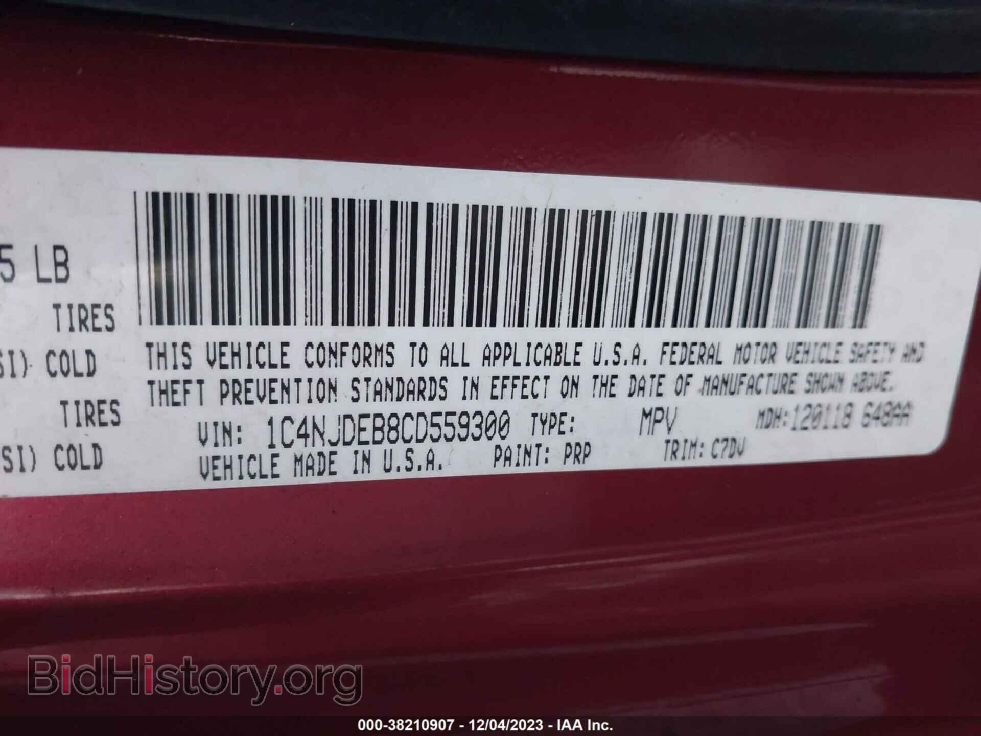 2012 JEEP COMPASS - VIN: 1C4NJDEB8CD559300 - Photo 9