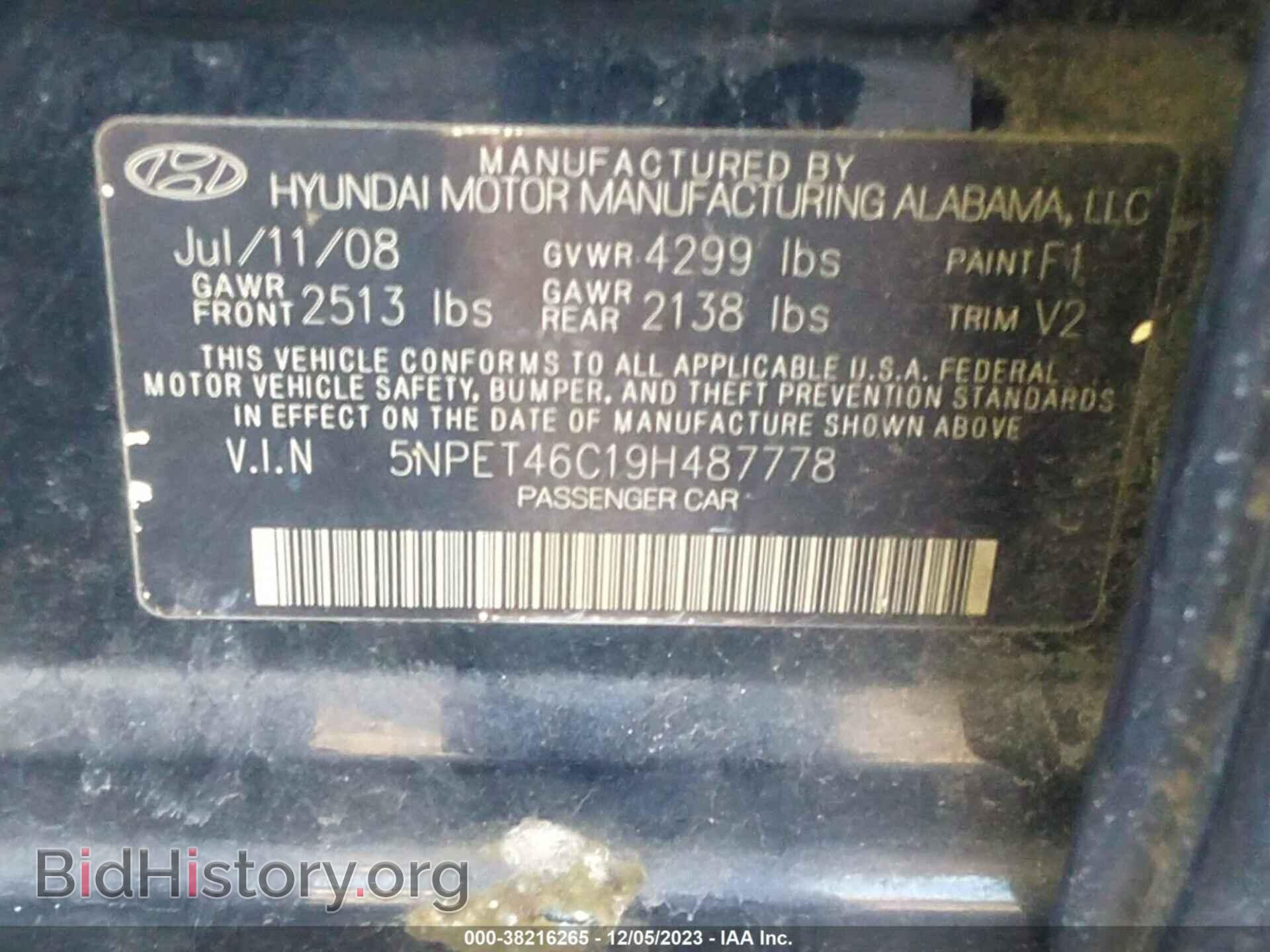 2009 HYUNDAI SONATA - VIN: 5NPET46C19H487778 - Фото 9