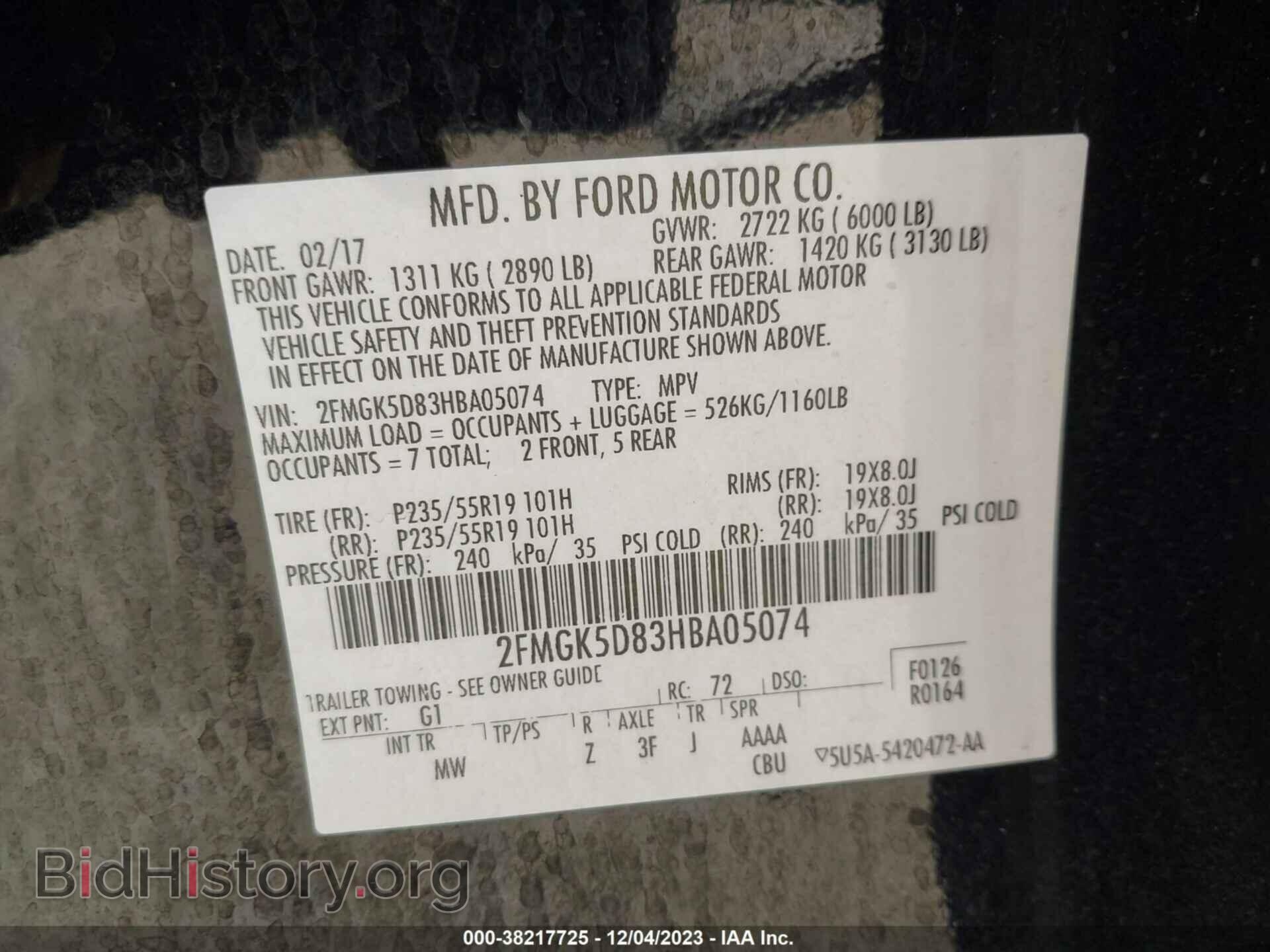 2017 FORD FLEX - VIN: 2FMGK5D83HBA05074 - Photo 9
