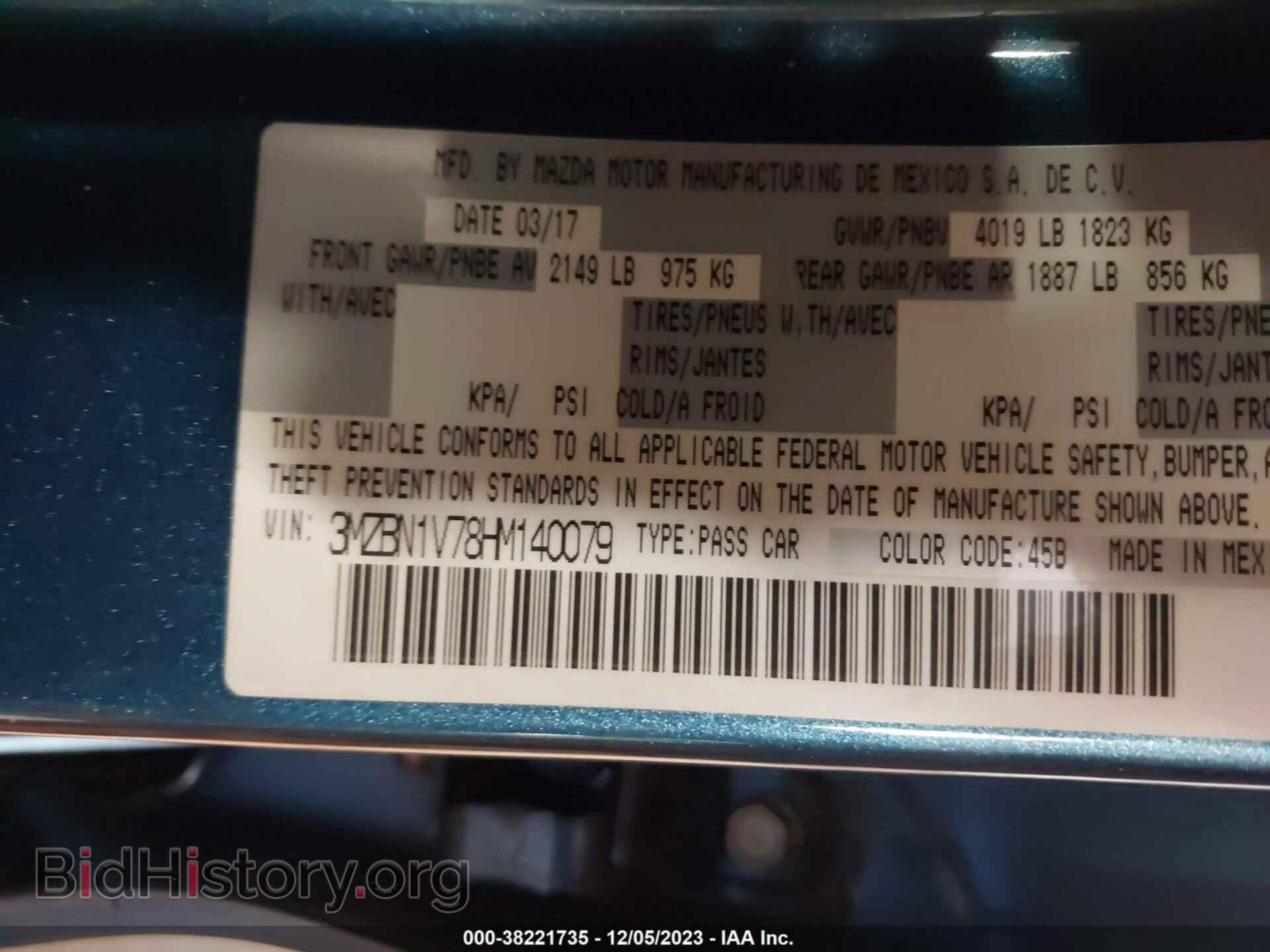 2017 MAZDA MAZDA3 - VIN: 3MZBN1V78HM140079 - Фото 9