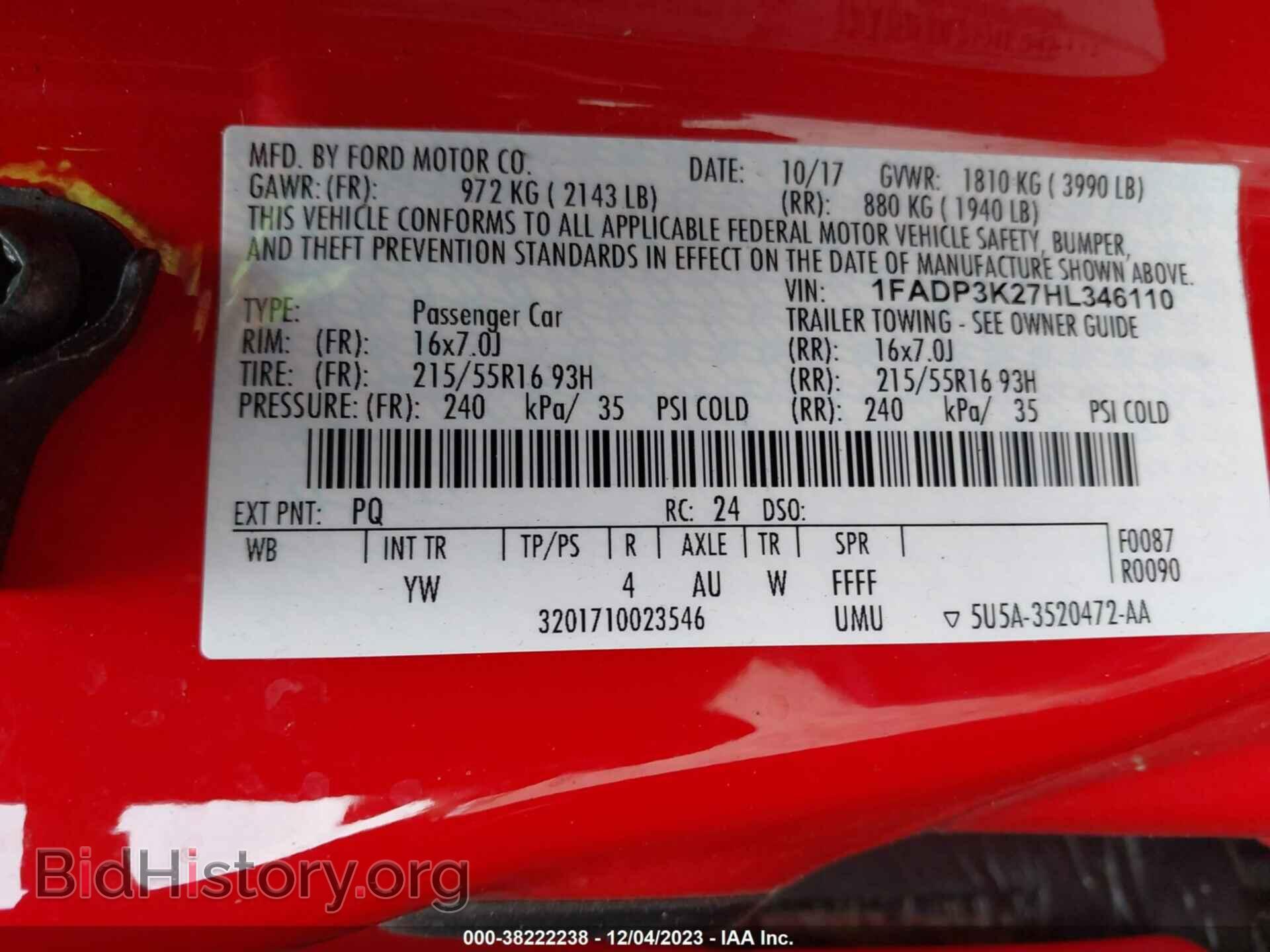 2017 FORD FOCUS - VIN: 1FADP3K27HL346110 - Фото 9