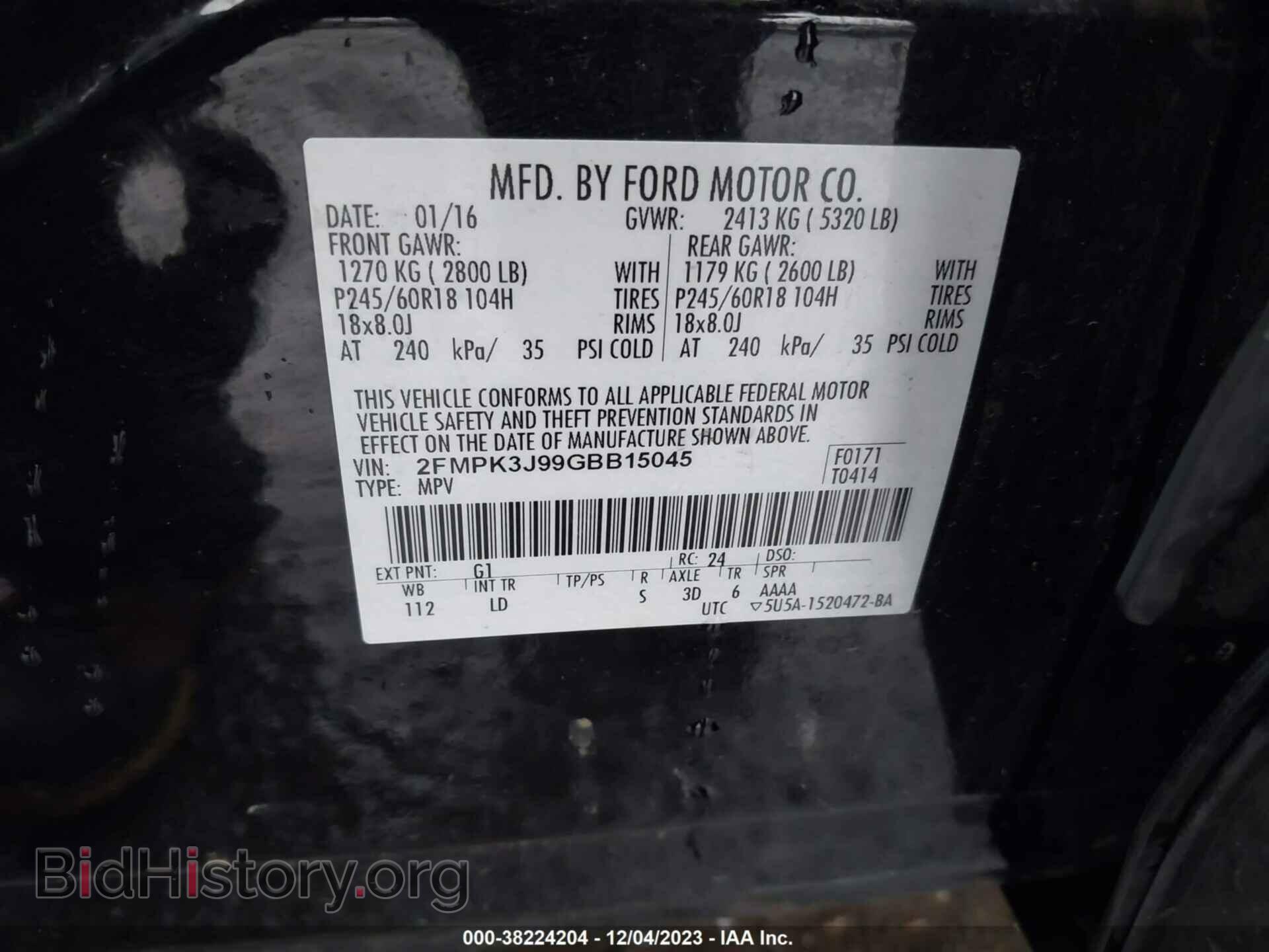 2016 FORD EDGE - VIN: 2FMPK3J99GBB15045 - Photo 9