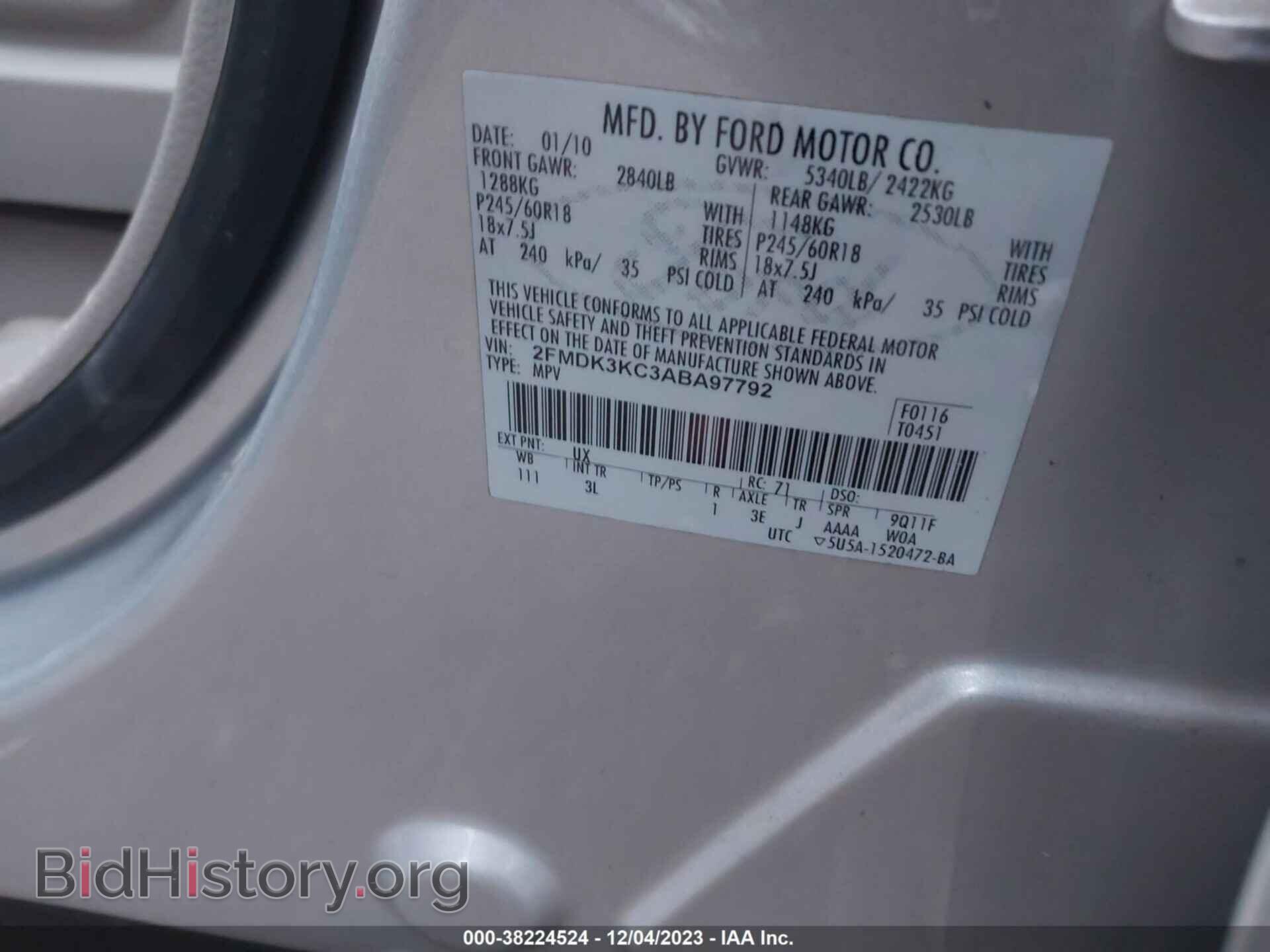 2010 FORD EDGE - VIN: 2FMDK3KC3ABA97792 - Photo 9