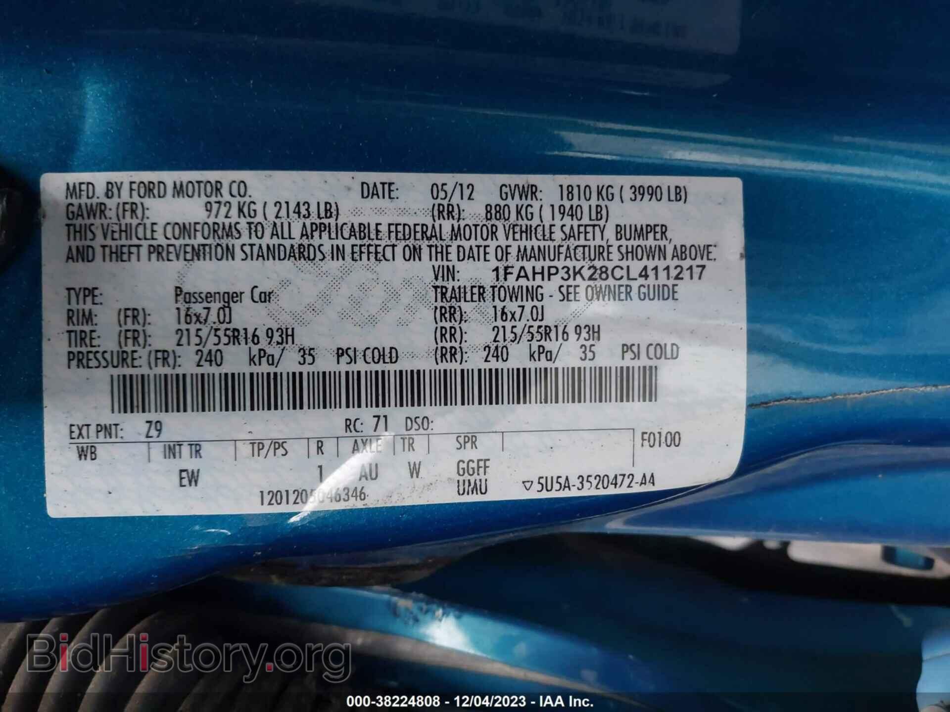 2012 FORD FOCUS - VIN: 1FAHP3K28CL411217 - Photo 9