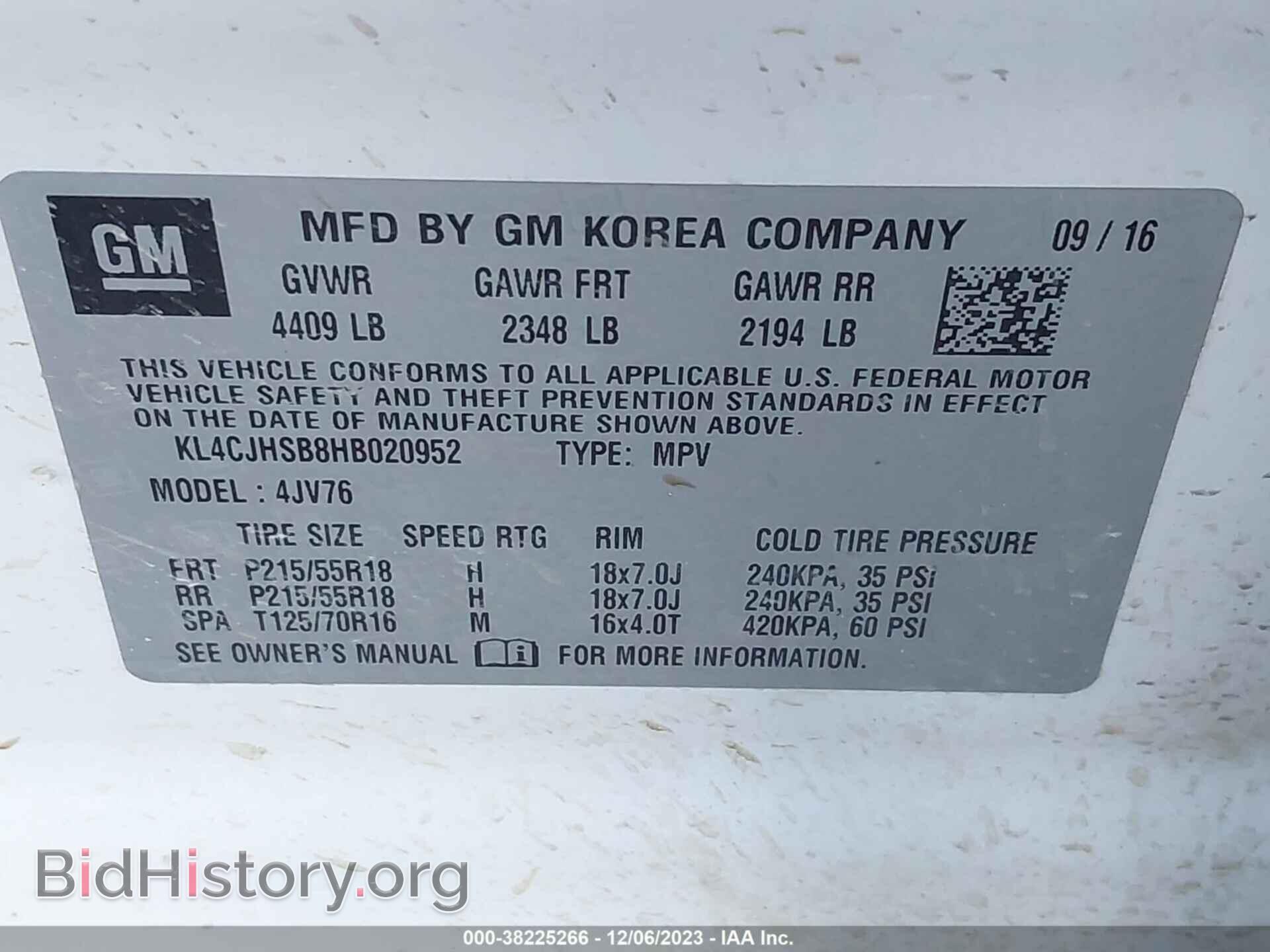2017 BUICK ENCORE - VIN: KL4CJHSB8HB020952 - Фото 9