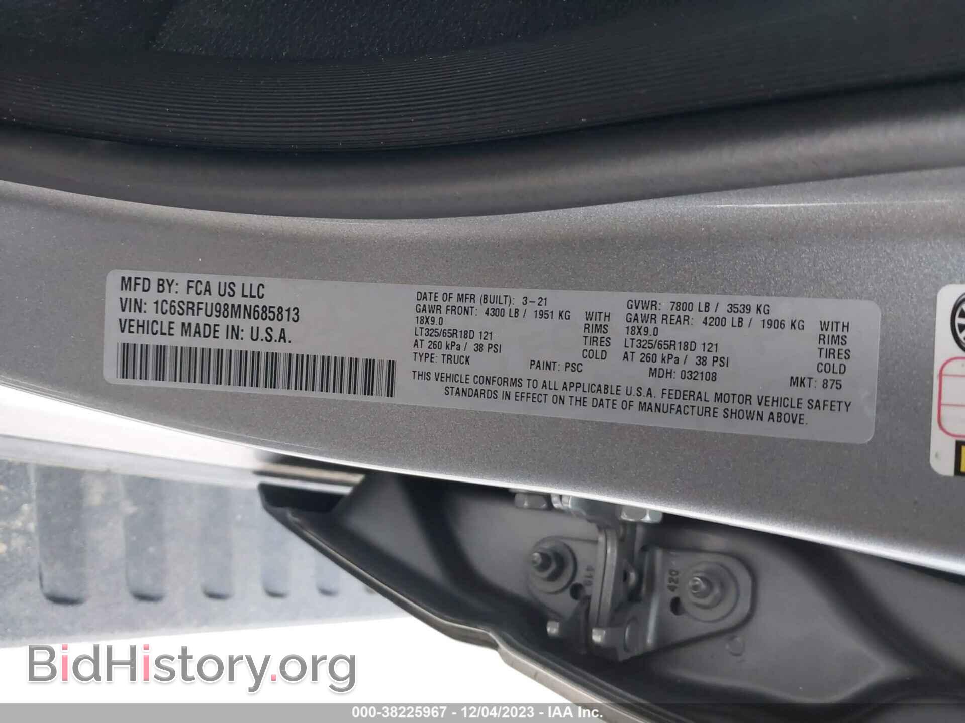 2021 RAM 1500 - VIN: 1C6SRFU98MN685813 - Фото 9