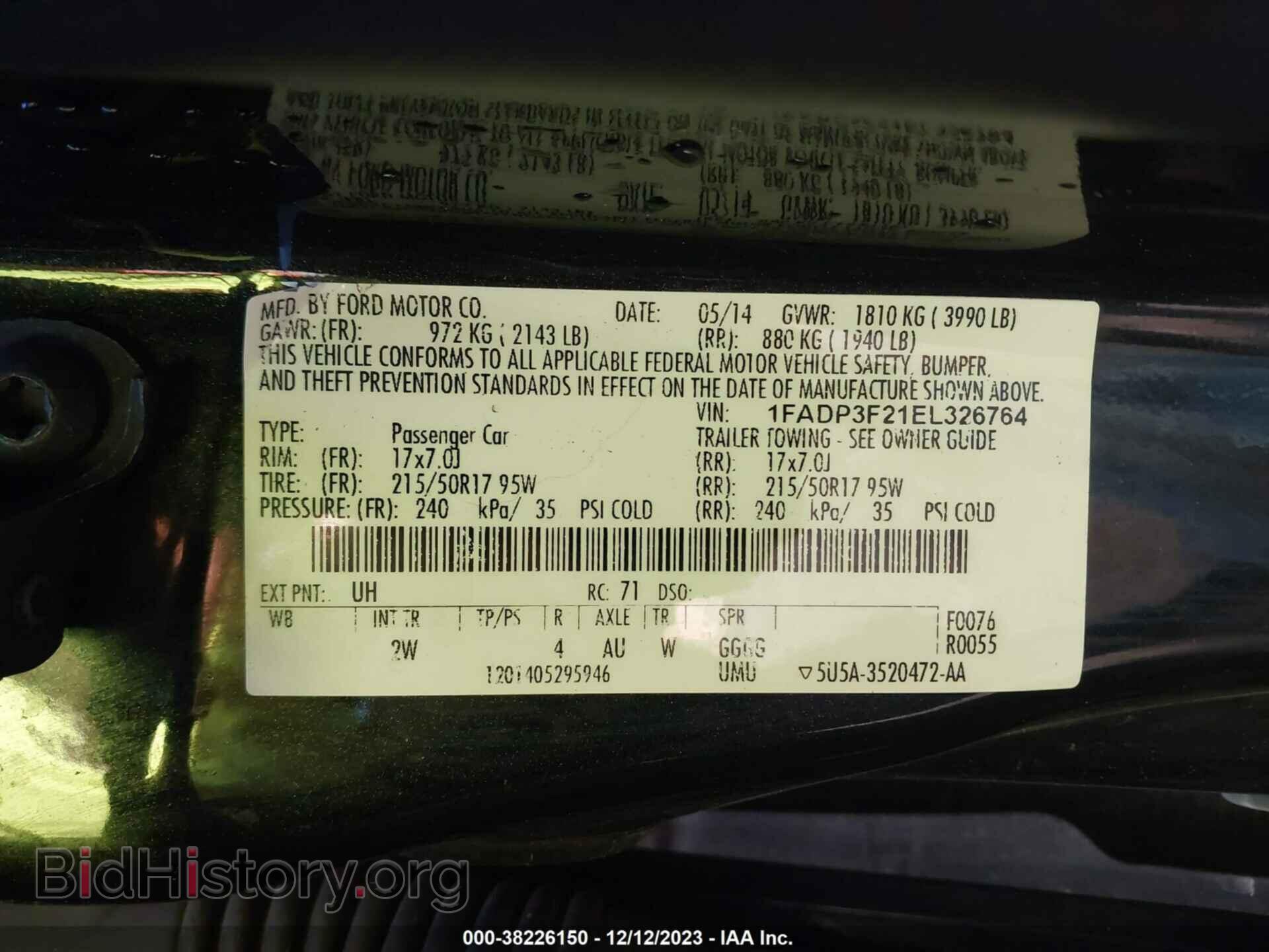 2014 FORD FOCUS - VIN: 1FADP3F21EL326764 - Фото 9