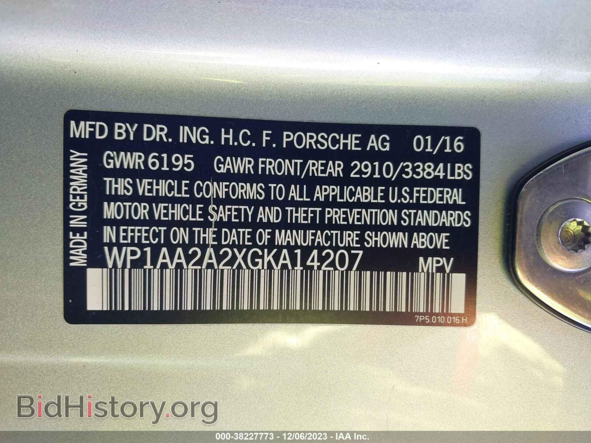 2016 PORSCHE CAYENNE - VIN: WP1AA2A2XGKA14207 - Фото 9
