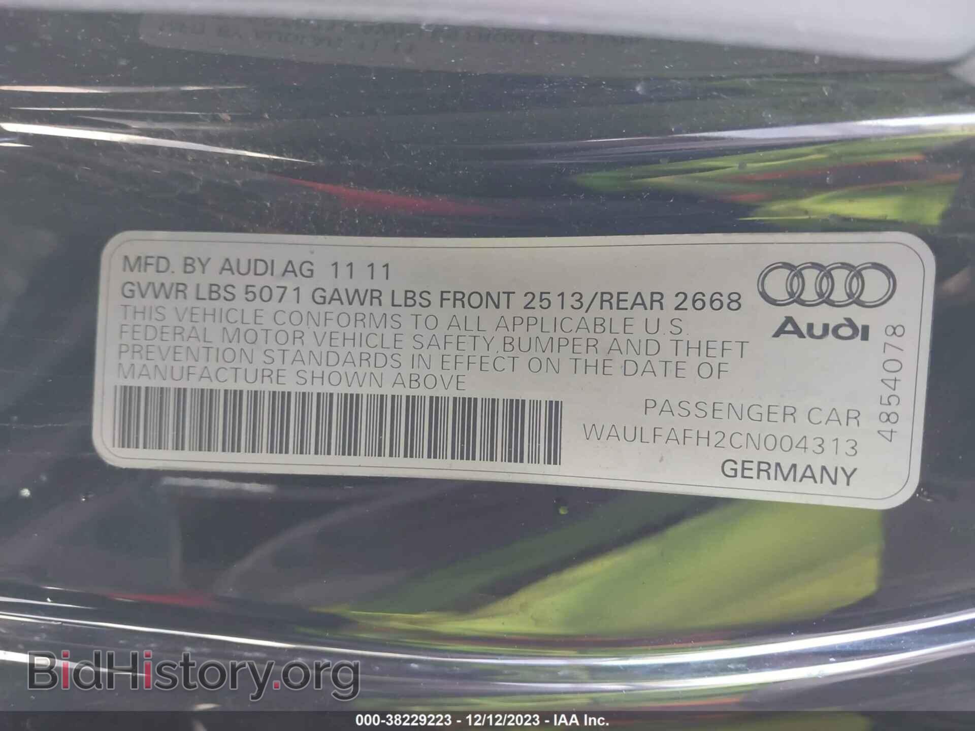 2012 AUDI A5 - VIN: WAULFAFH2CN004313 - Фото 9