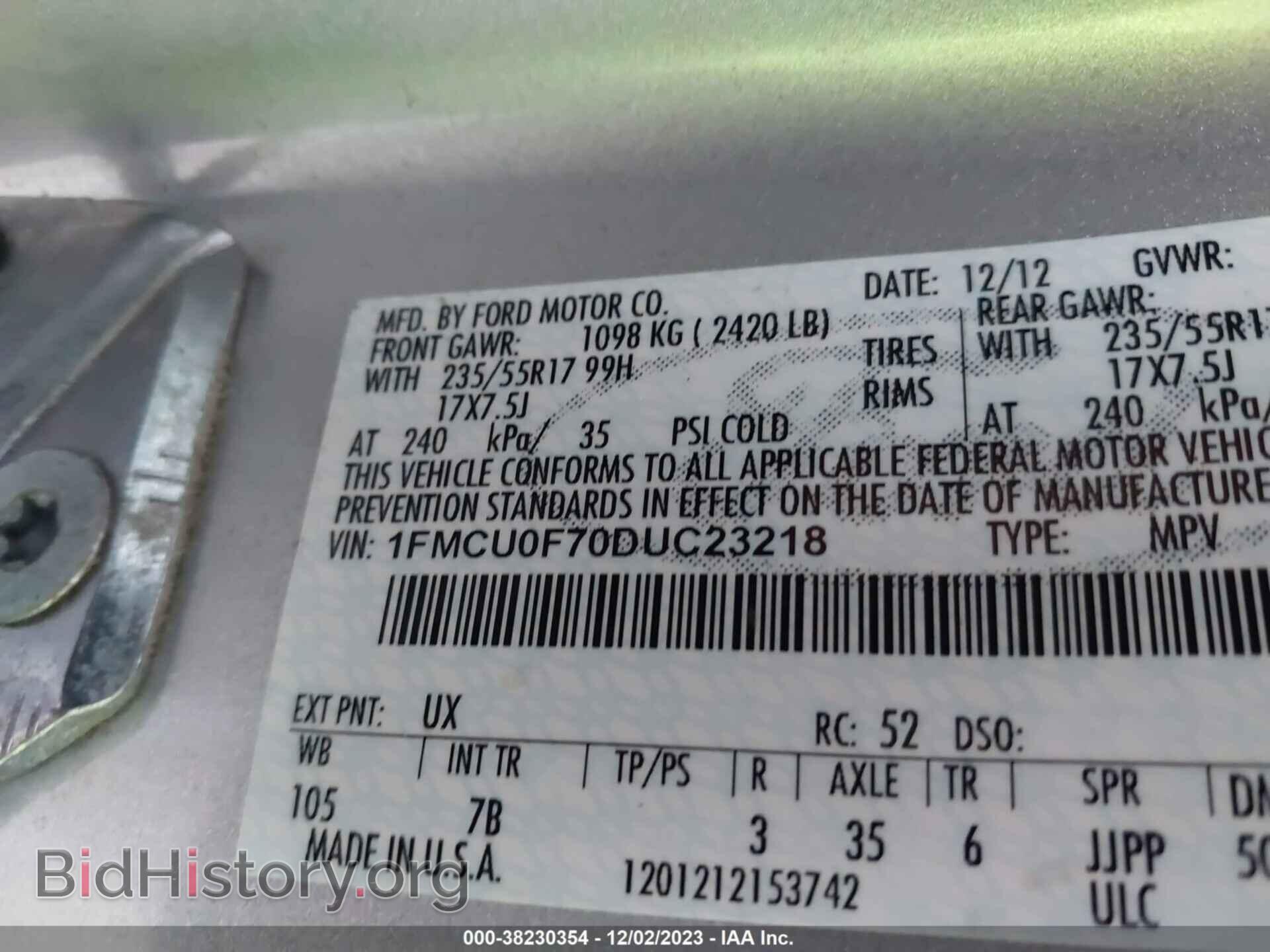 2013 FORD ESCAPE - VIN: 1FMCU0F70DUC23218 - Photo 9