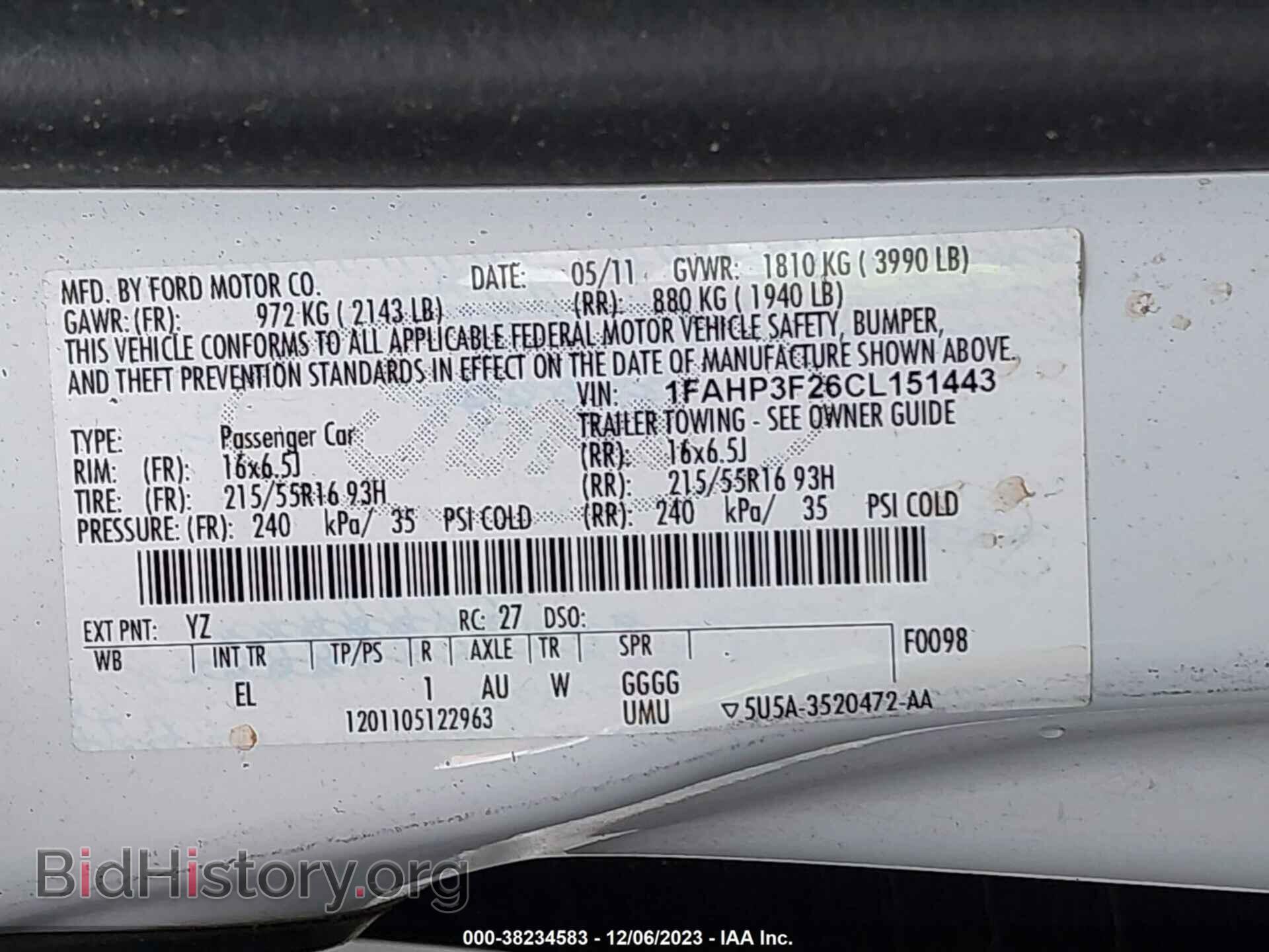 2012 FORD FOCUS - VIN: 1FAHP3F26CL151443 - Фото 9