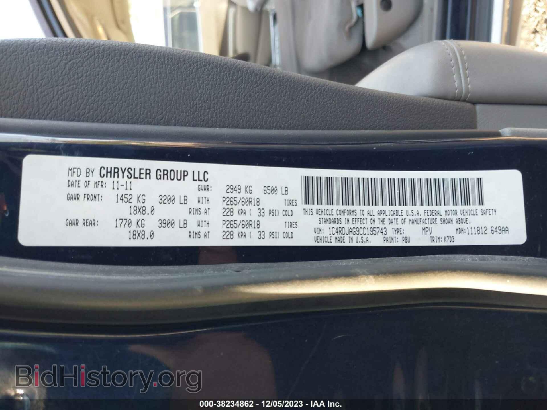 2012 DODGE DURANGO - VIN: 1C4RDJAG9CC195743 - Photo 9