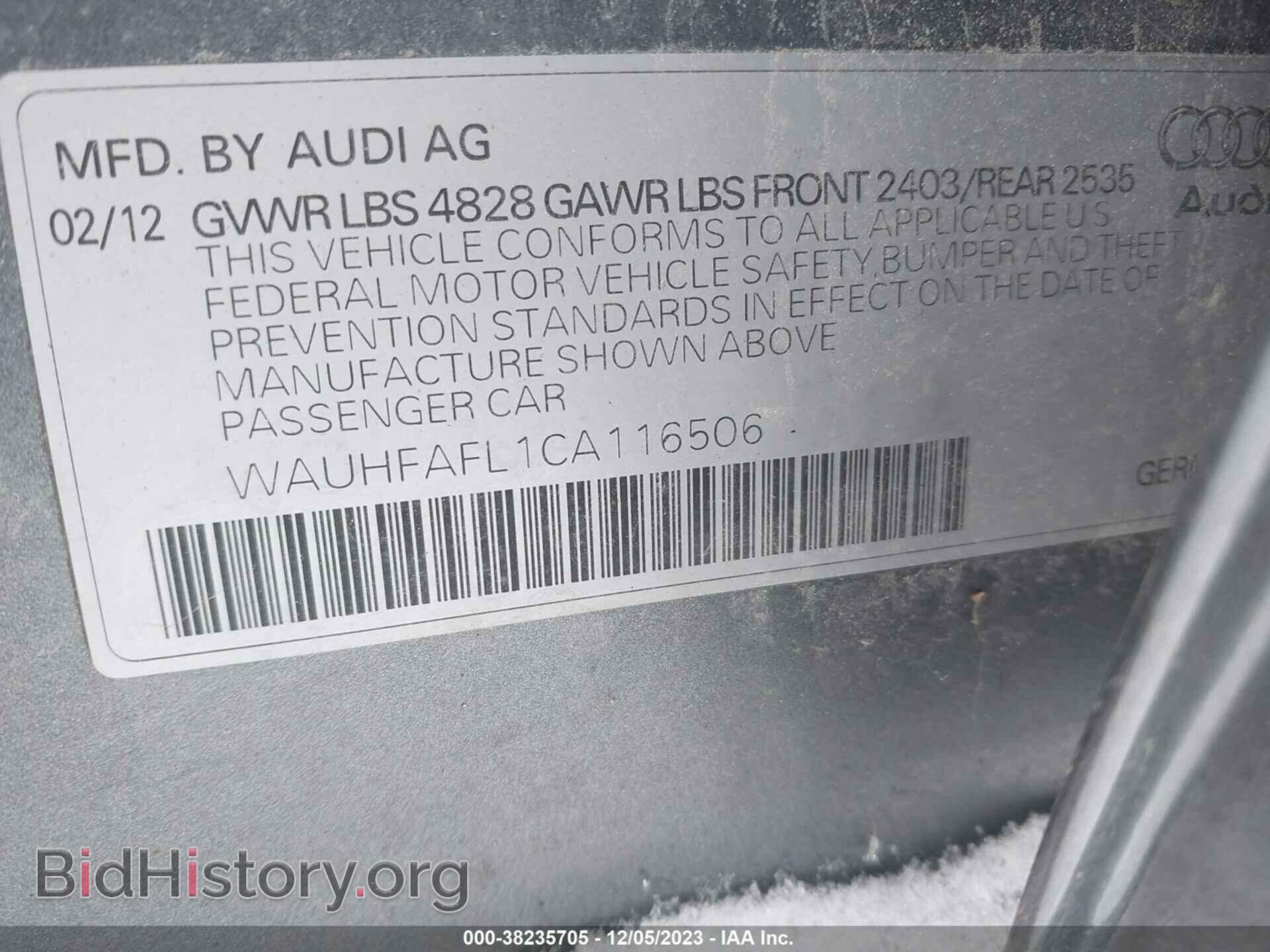 2012 AUDI A4 - VIN: WAUHFAFL1CA116506 - Фото 9