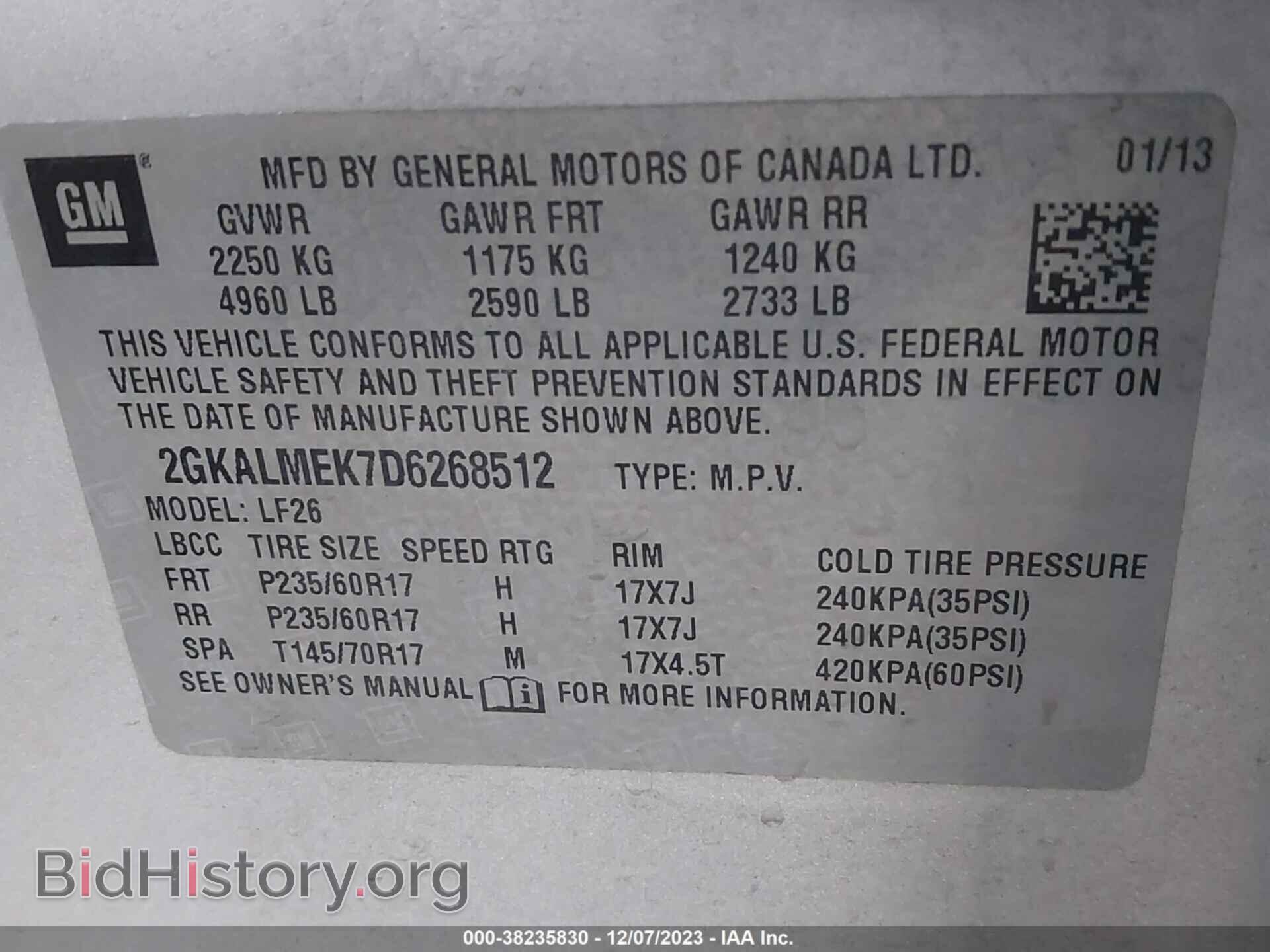 2013 GMC TERRAIN - VIN: 2GKALMEK7D6268512 - Фото 9