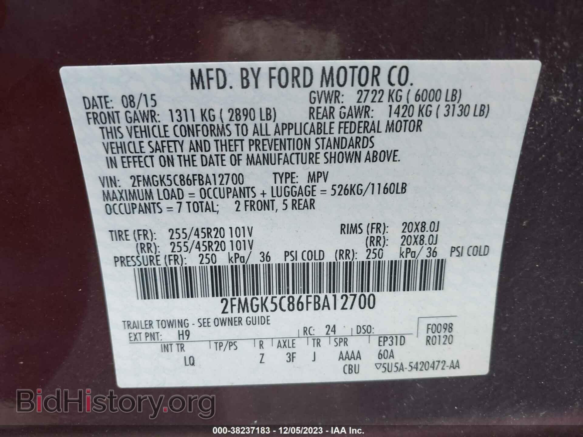 2015 FORD FLEX - VIN: 2FMGK5C86FBA12700 - Photo 9