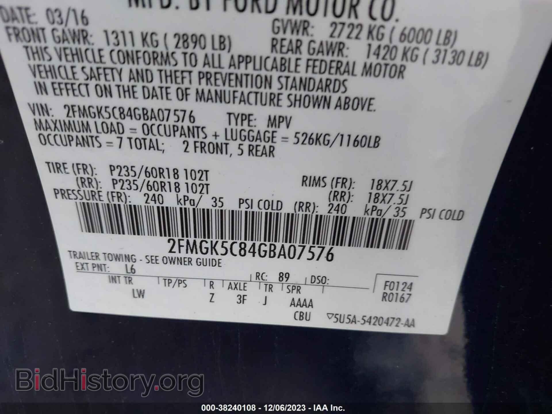 2016 FORD FLEX - VIN: 2FMGK5C84GBA07576 - Photo 9