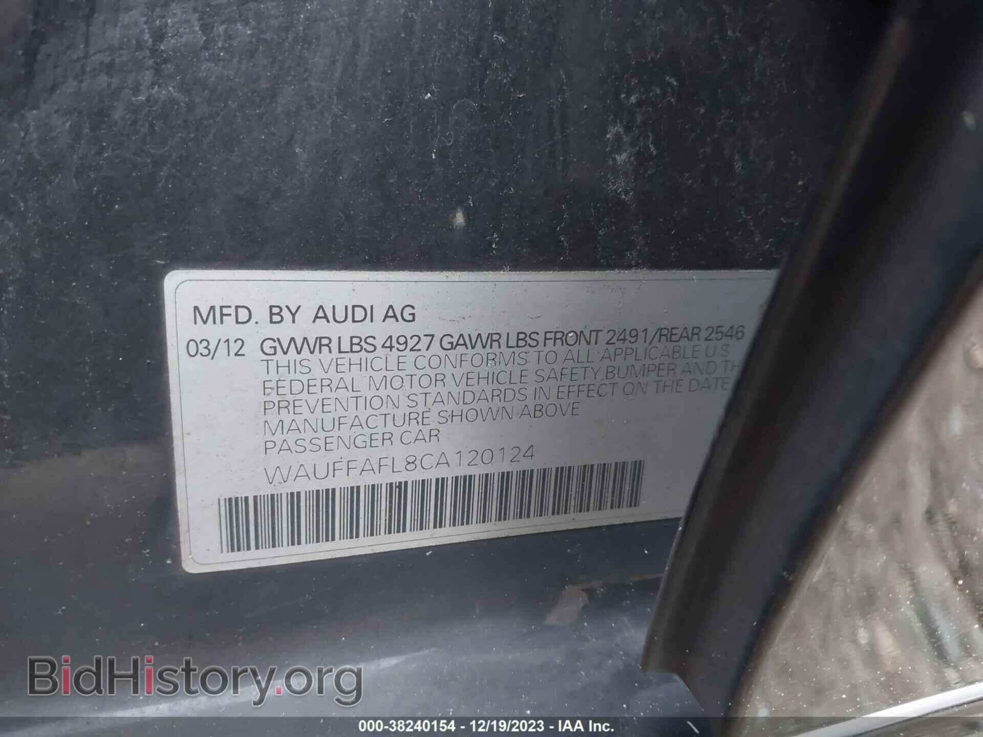 2012 AUDI A4 - VIN: WAUFFAFL8CA120124 - Фото 9